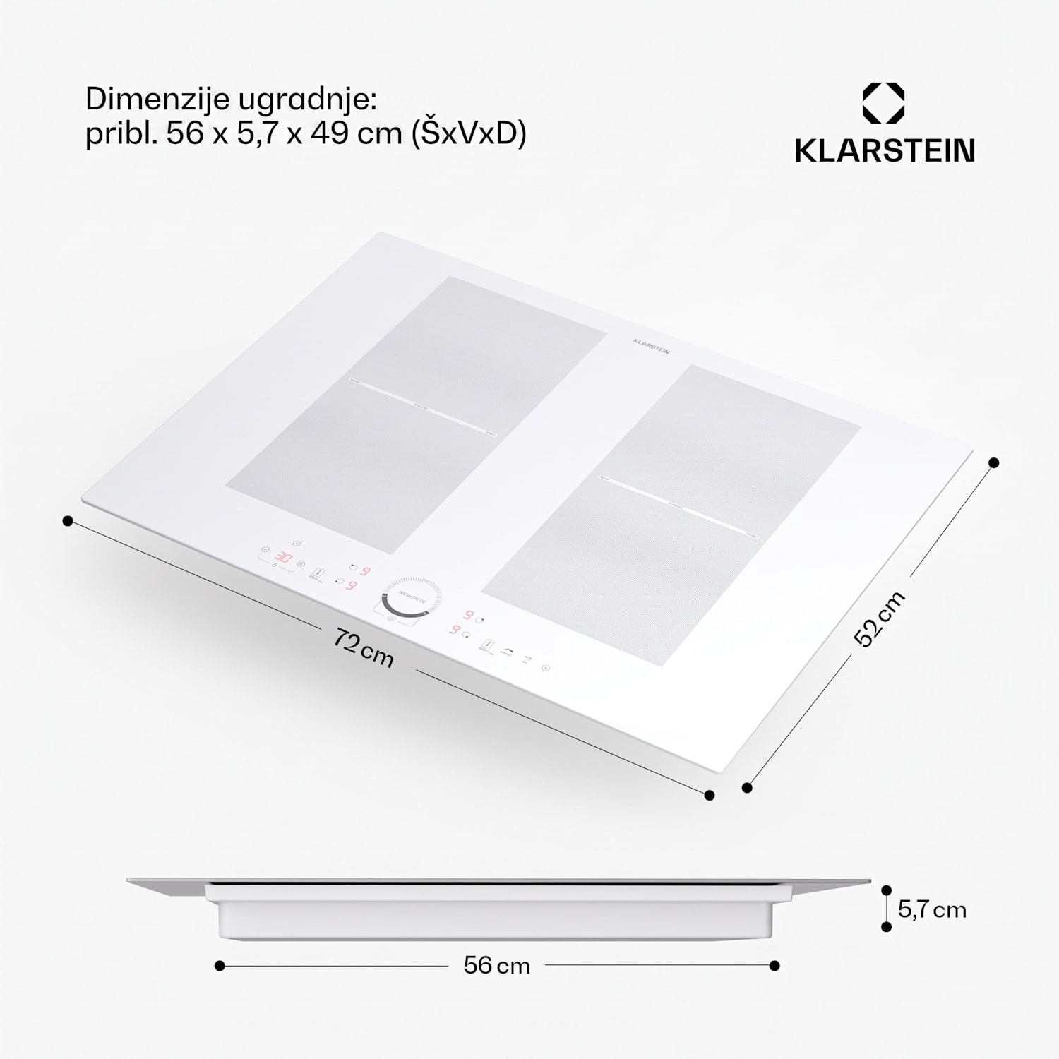 Magnichef 4 Flex, ugradbena indukcijska ploča, 4 zone, 7000W, staklokeramika Flex | 70 cm | Bijela