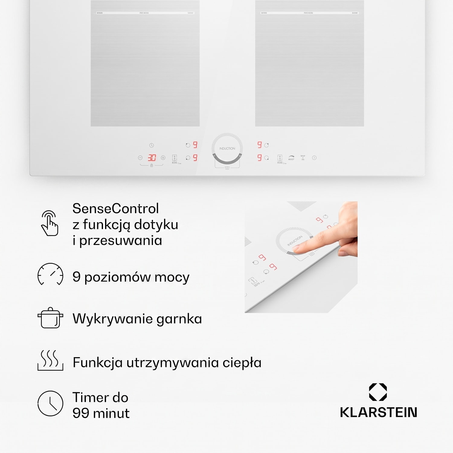 Delicatessa 70 Flex, płyta indukcyjna, 4 strefy, 7000 W, ceramika szklana Flex | 70 cm | Biały