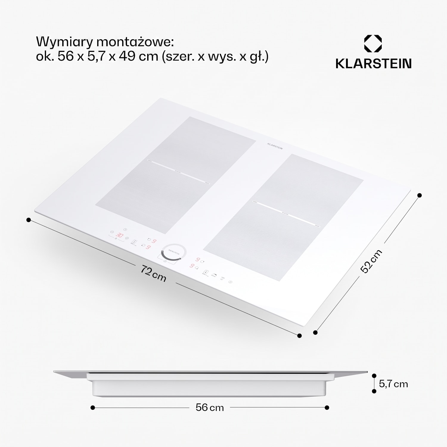 Delicatessa 70 Flex, płyta indukcyjna, 4 strefy, 7000 W, ceramika szklana Flex | 70 cm | Biały