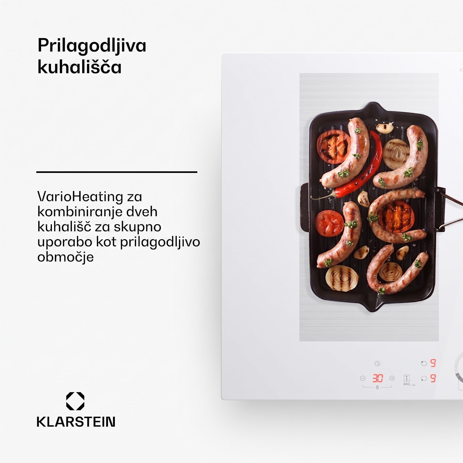 Delicatessa 70 Flex, vgradna indukcijska plošča, 4 cone, 7000 W, steklokeramika Flex | 70 cm | Bela