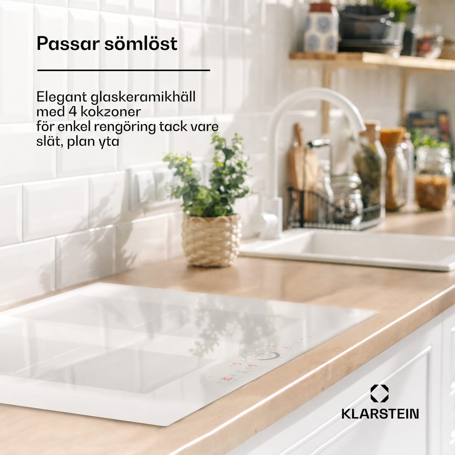 Delicatessa 70 Flex inbyggnadshäll induktion 4 zoner 7000 W glaskeramik 70 cm | 2 Flexzon | Vit