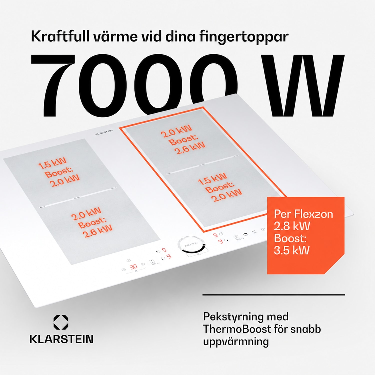 Delicatessa 70 Flex inbyggnadshäll induktion 4 zoner 7000 W glaskeramik 70 cm | 2 Flexzon | Vit