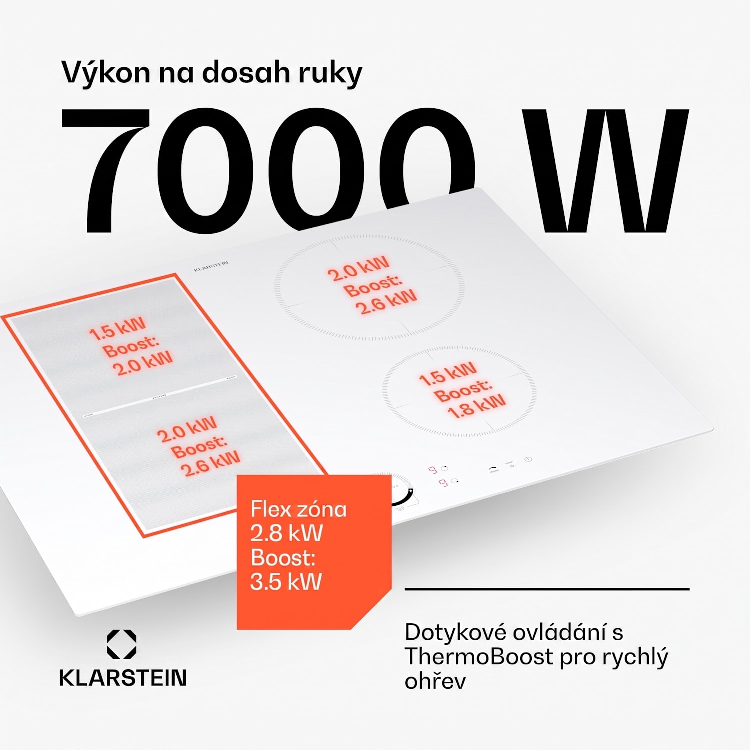 Delicatessa 70 Hybrid, vestavná indukční varná deska, 4 zóny, 7000 W, sklokeramika Hybrid | 70 cm | Bílá