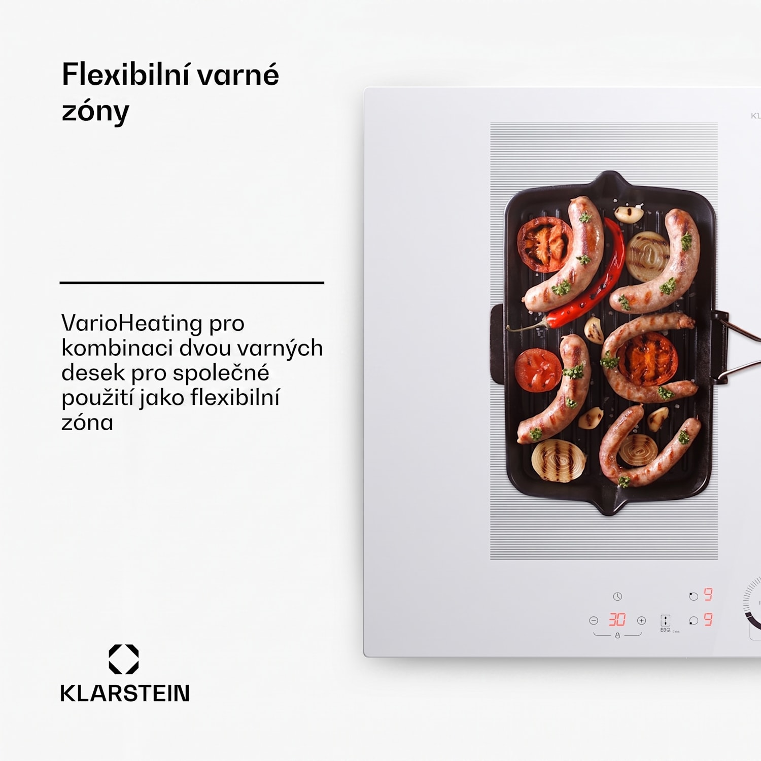 Delicatessa 70 Hybrid, vestavná indukční varná deska, 4 zóny, 7000 W, sklokeramika Hybrid | 70 cm | Bílá