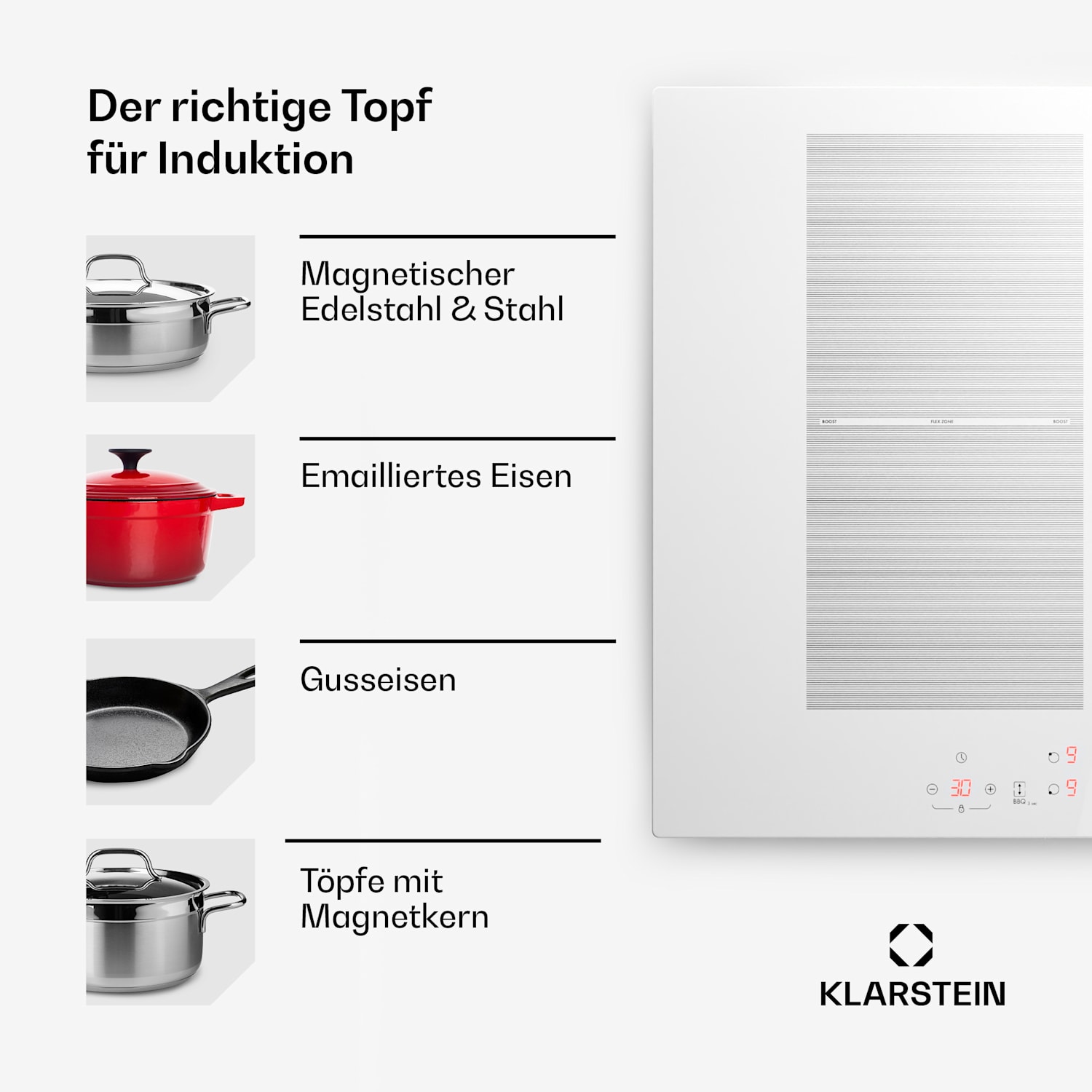 Delicatessa 70 Hybrid Einbaukochfeld Induktion 4 Zonen 7000W Glaskeramik 