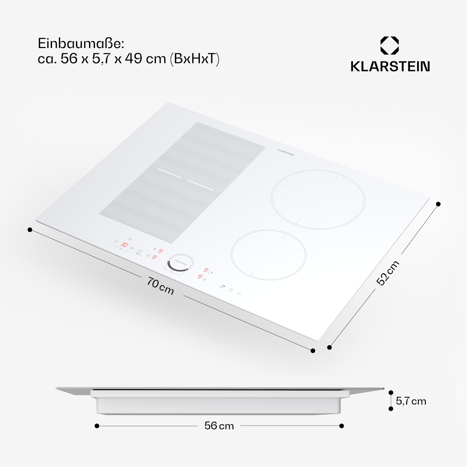 Delicatessa 70 Hybrid Einbaukochfeld Induktion 4 Zonen 7000W Glaskeramik 