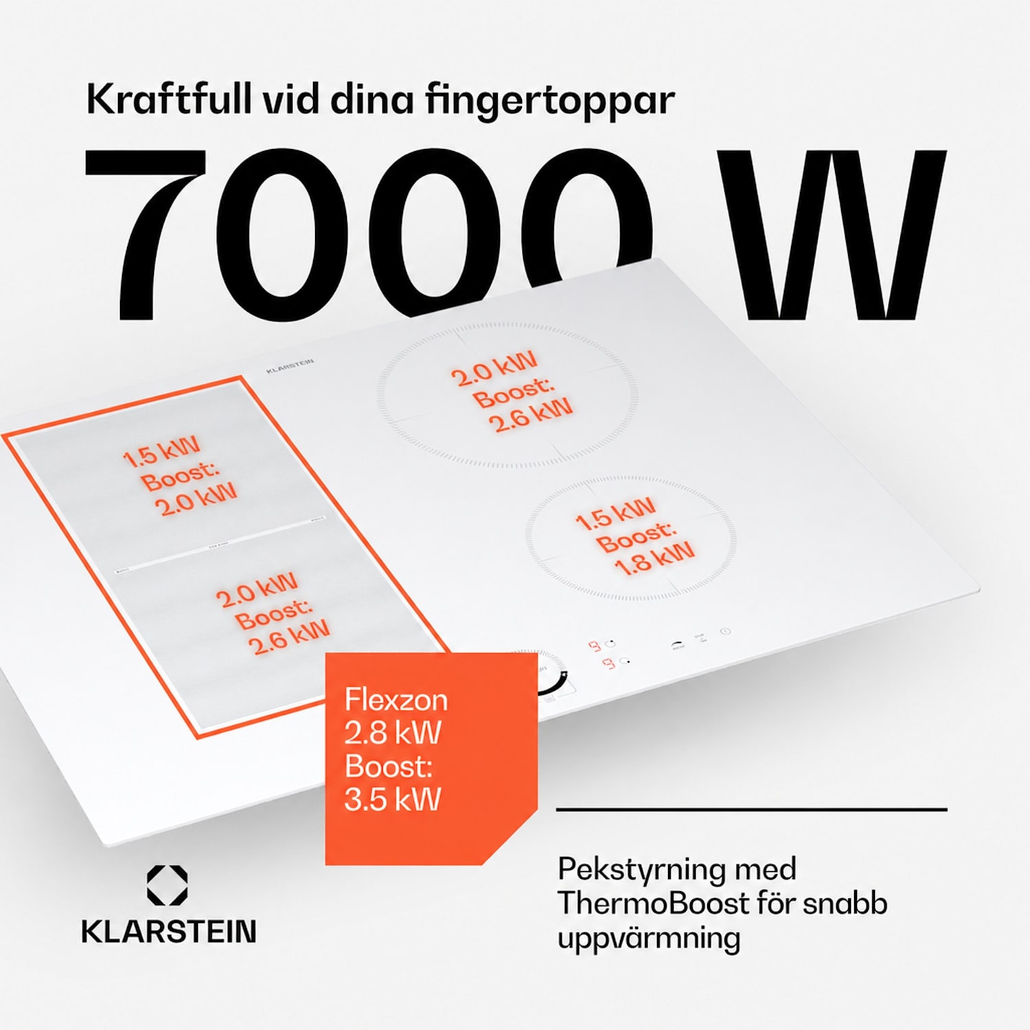 Delicatessa 70 Hybrid Inbyggnadshäll induktion 4 zoner 7000 W glaskeramik 70 cm | 1 Flexzon | Vit