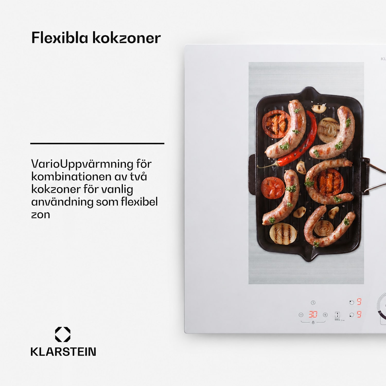 Delicatessa 70 Hybrid Inbyggnadshäll induktion 4 zoner 7000 W glaskeramik 70 cm | 1 Flexzon | Vit