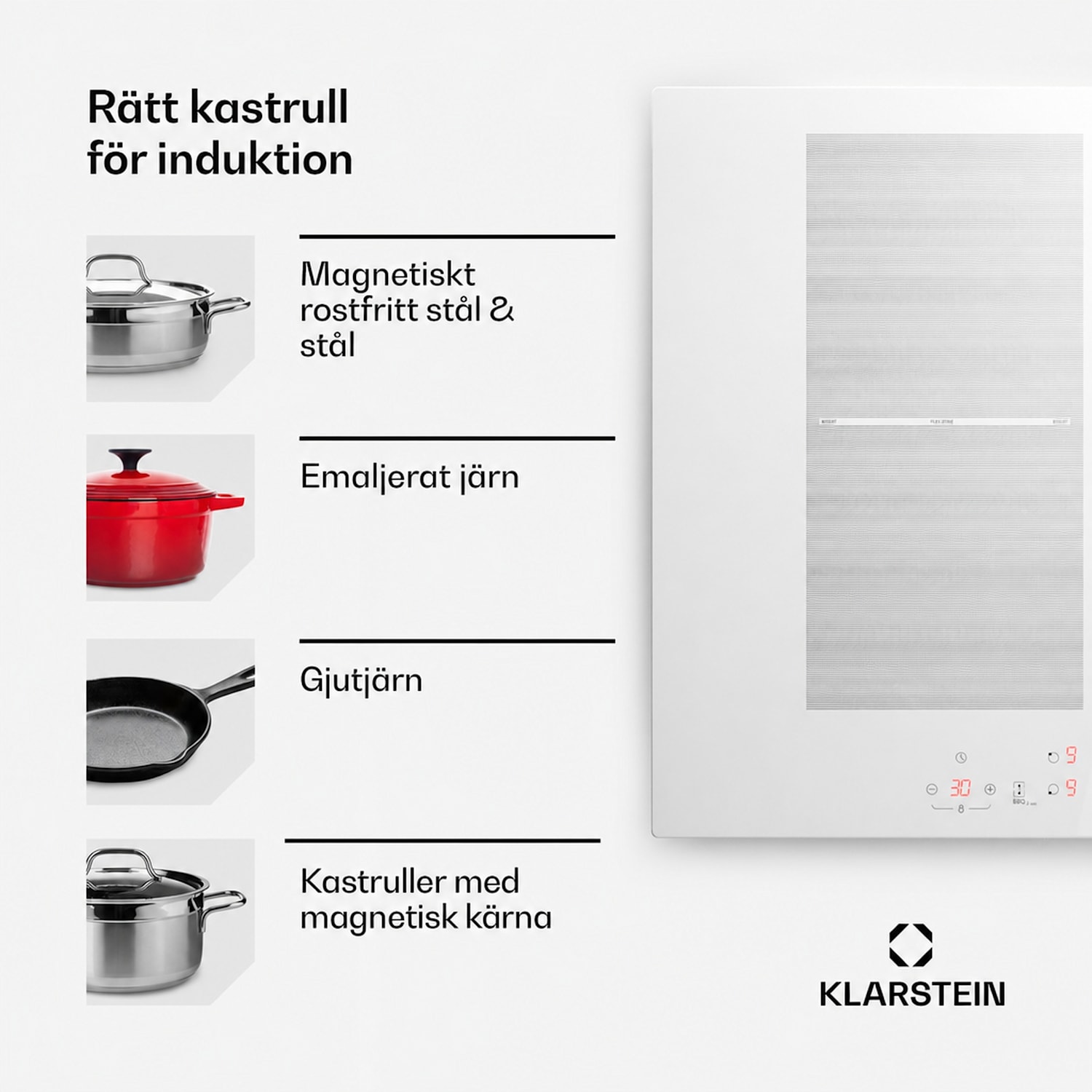 Delicatessa 70 Hybrid Inbyggnadshäll induktion 4 zoner 7000 W glaskeramik 70 cm | 1 Flexzon | Vit