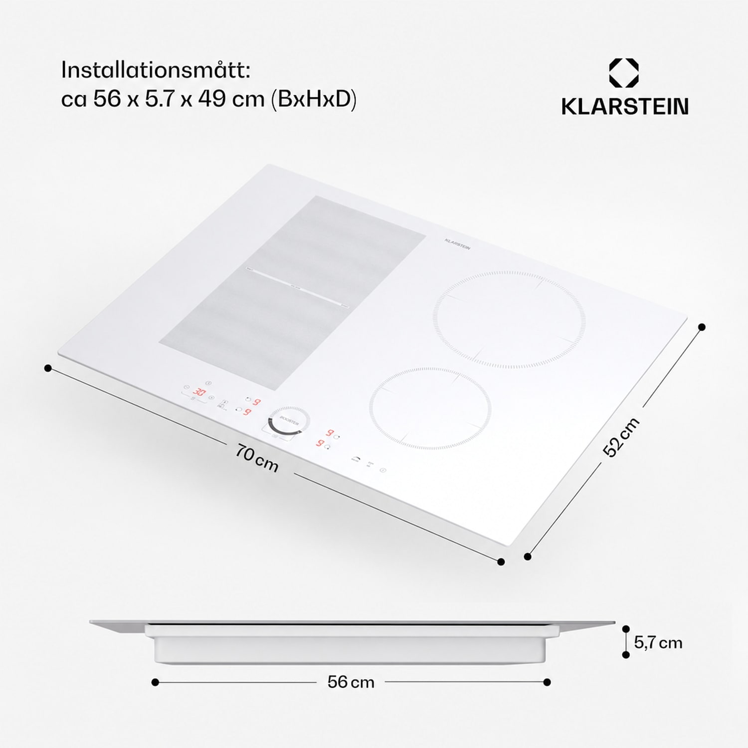 Delicatessa 70 Hybrid Inbyggnadshäll induktion 4 zoner 7000 W glaskeramik 70 cm | 1 Flexzon | Vit