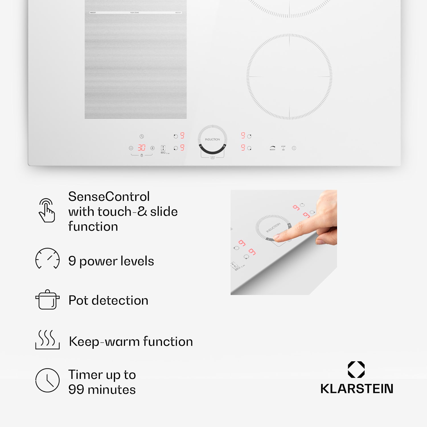 Delicatessa 70 Hybrid, ugradbena indukcijska ploča, 4 zone, 7000 W, staklokeramika 