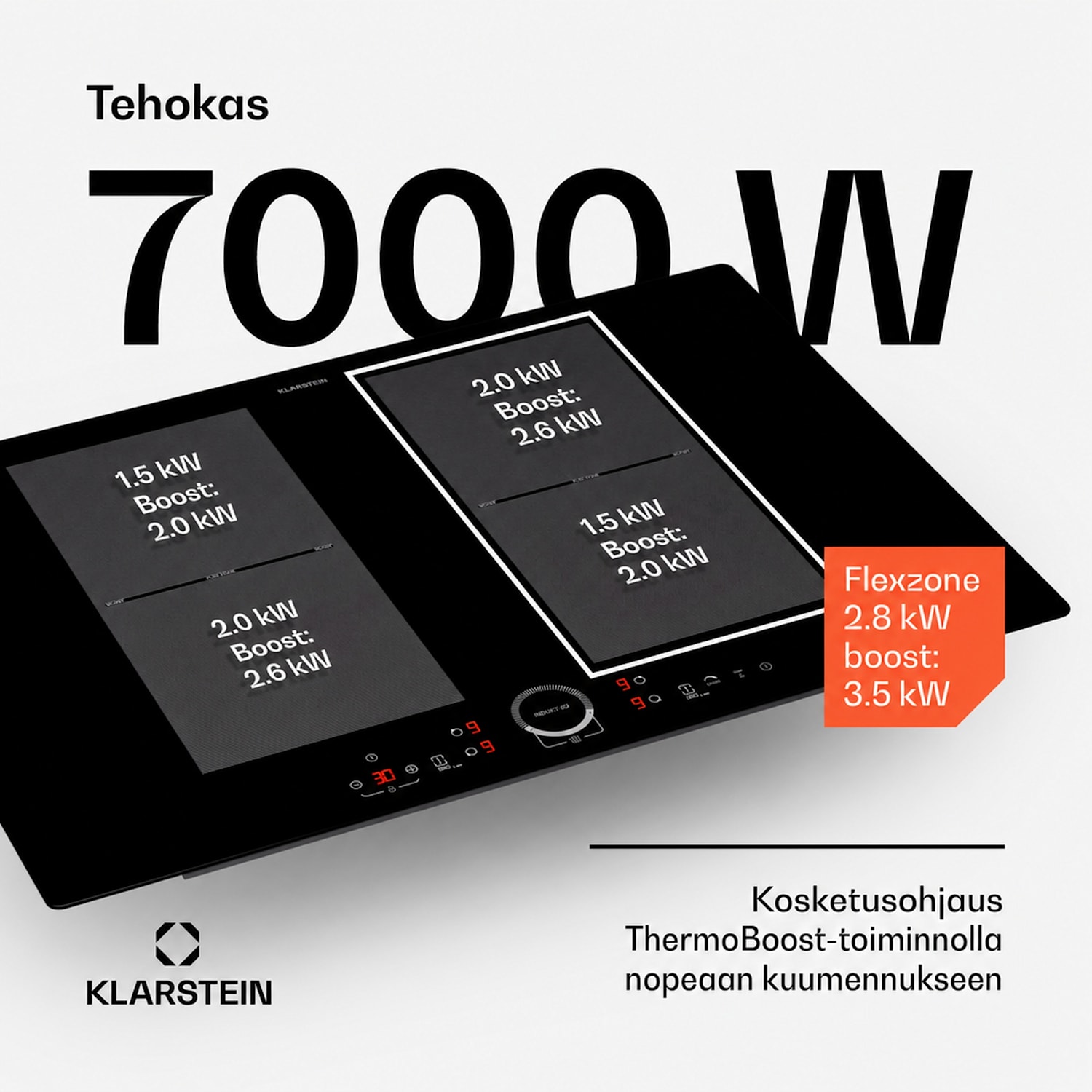 Delicatessa 77 Flex integroitava liesitaso induktio 4 aluetta 7000 W lasikeramiikka 77 cm | 2 Joustoaluetta | Musta