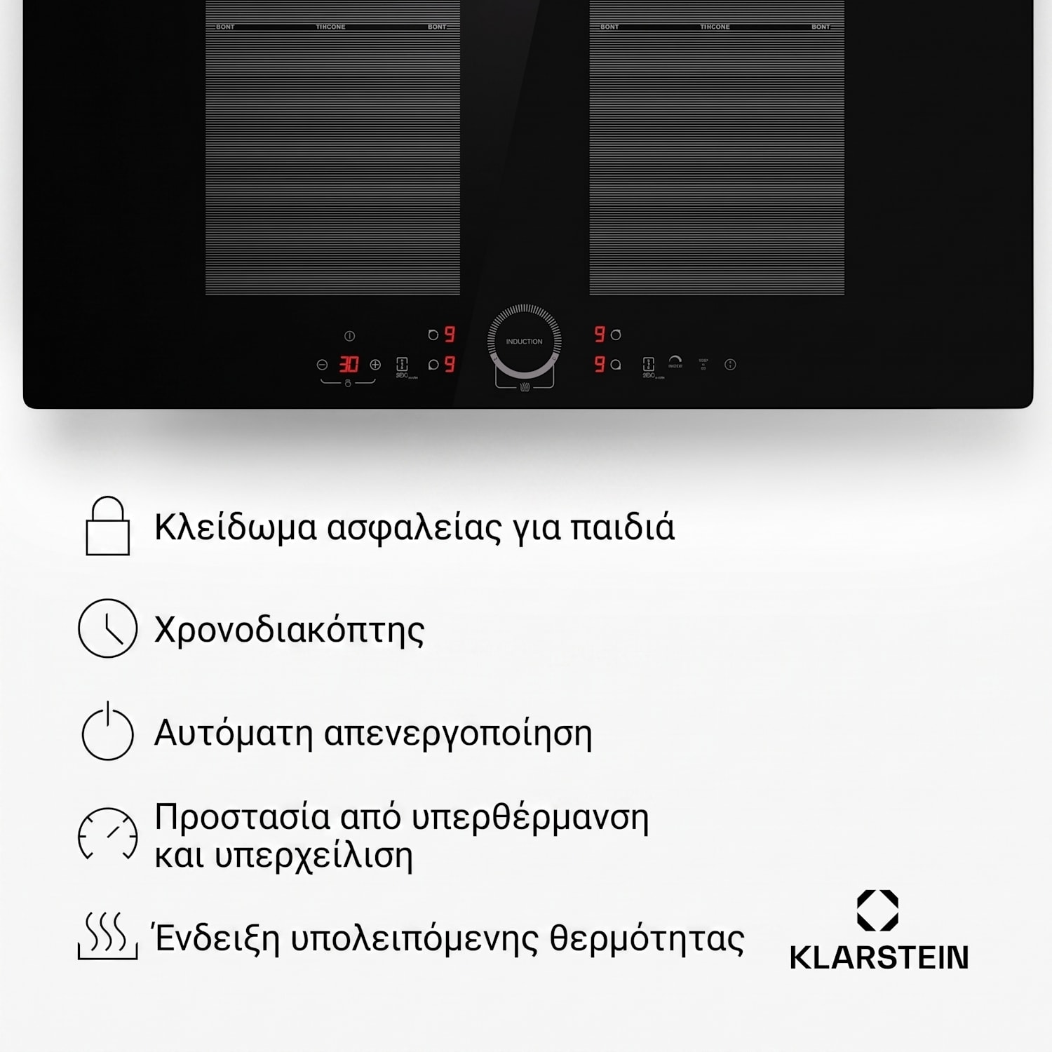 Delicatessa 77cm Επαγωγική Εστία 4 Εστιών Μαύρη Καλώδιο | 77 εκ | Μαύρο