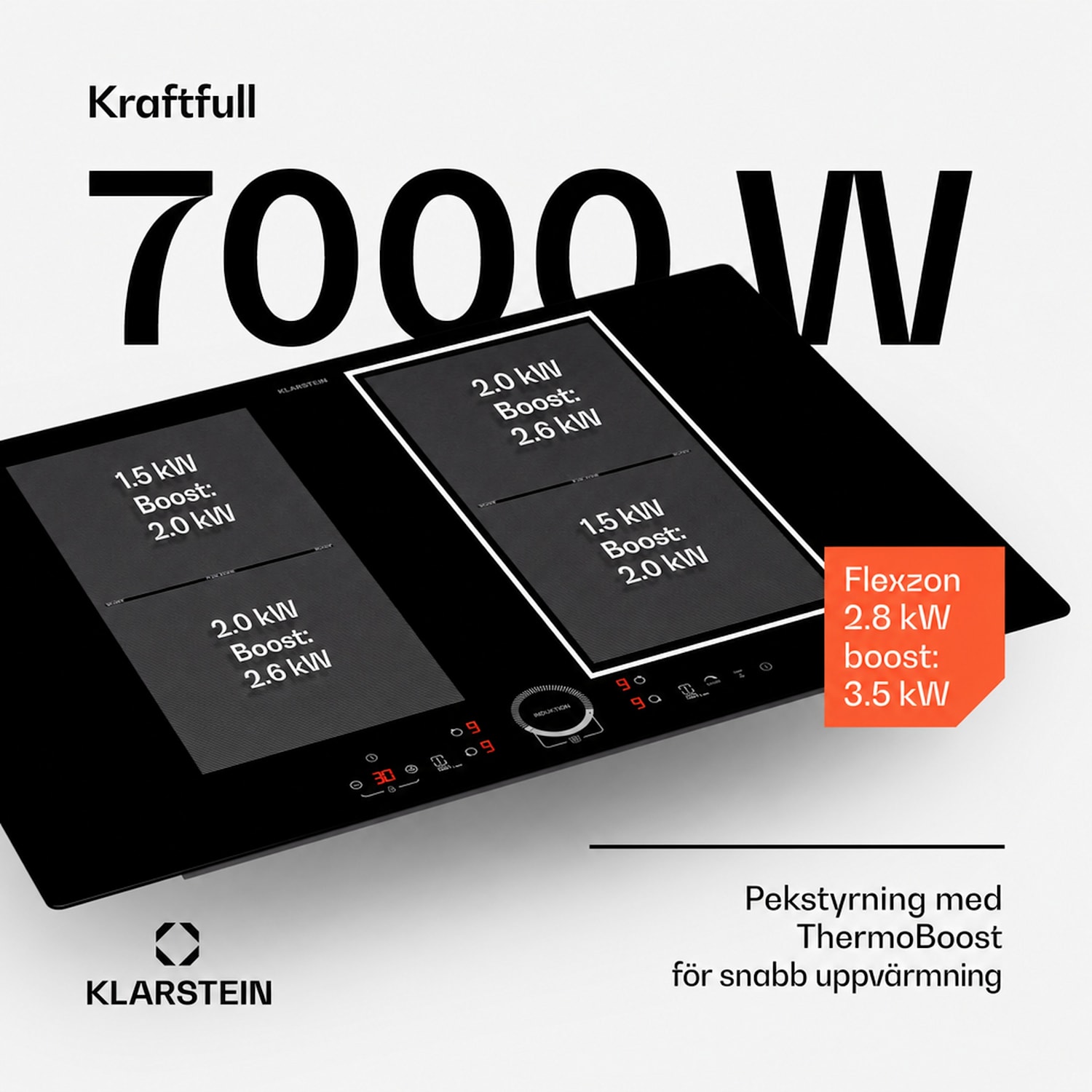 Delicatessa 77 Flex induktionshäll för inbyggnad 4 zoner 7000 W glaskeramik 77 cm | 2 Flexzon | Svart