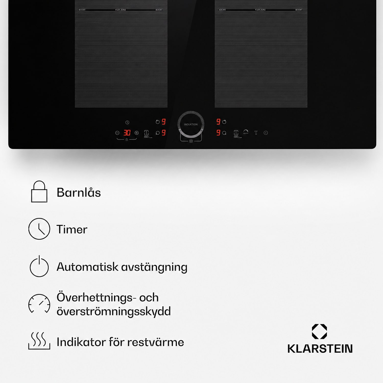 Delicatessa 77 Flex induktionshäll för inbyggnad 4 zoner 7000 W glaskeramik 77 cm | 2 Flexzon | Svart