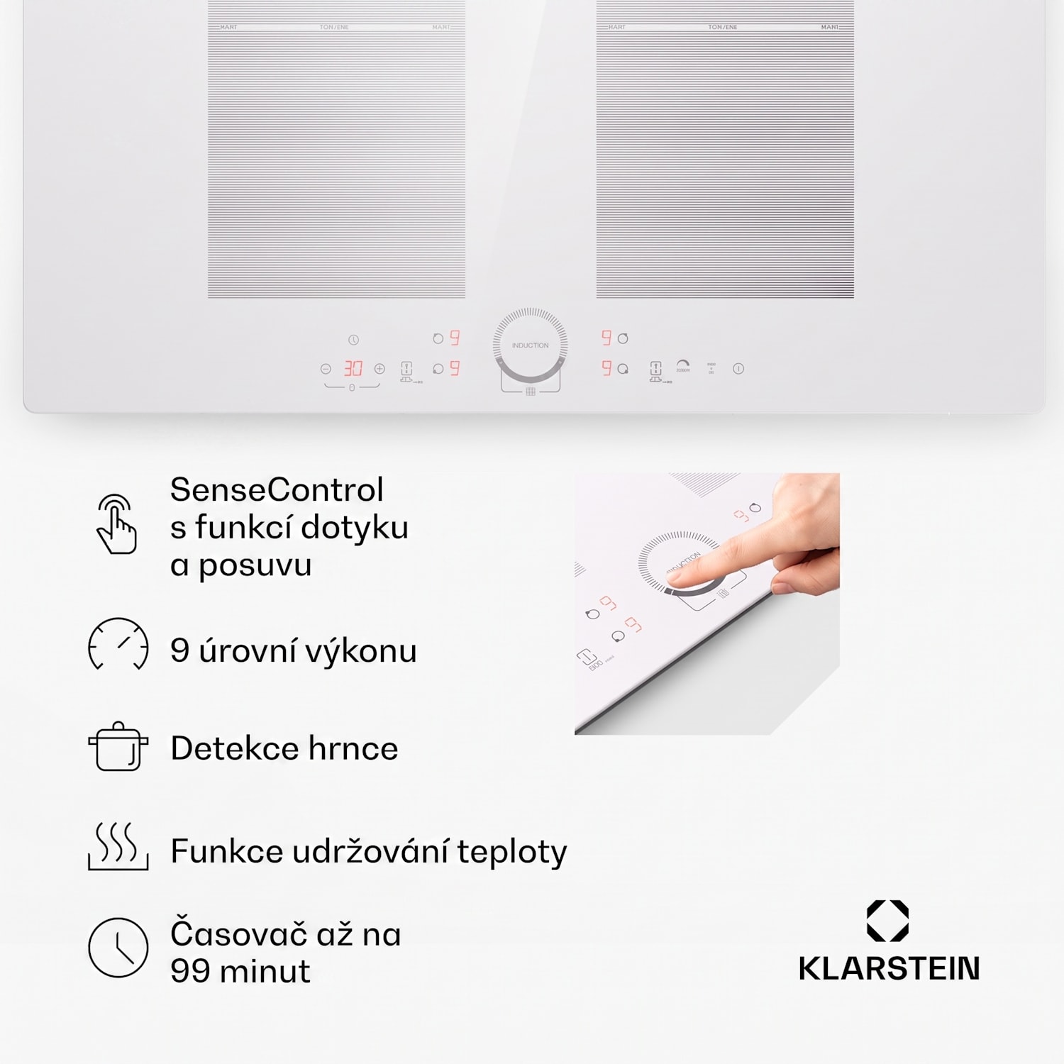 Delicatessa 77 Flex, vestavná indukční varná deska, 4 zóny, 7000 W Flex | 77 cm | Bílá