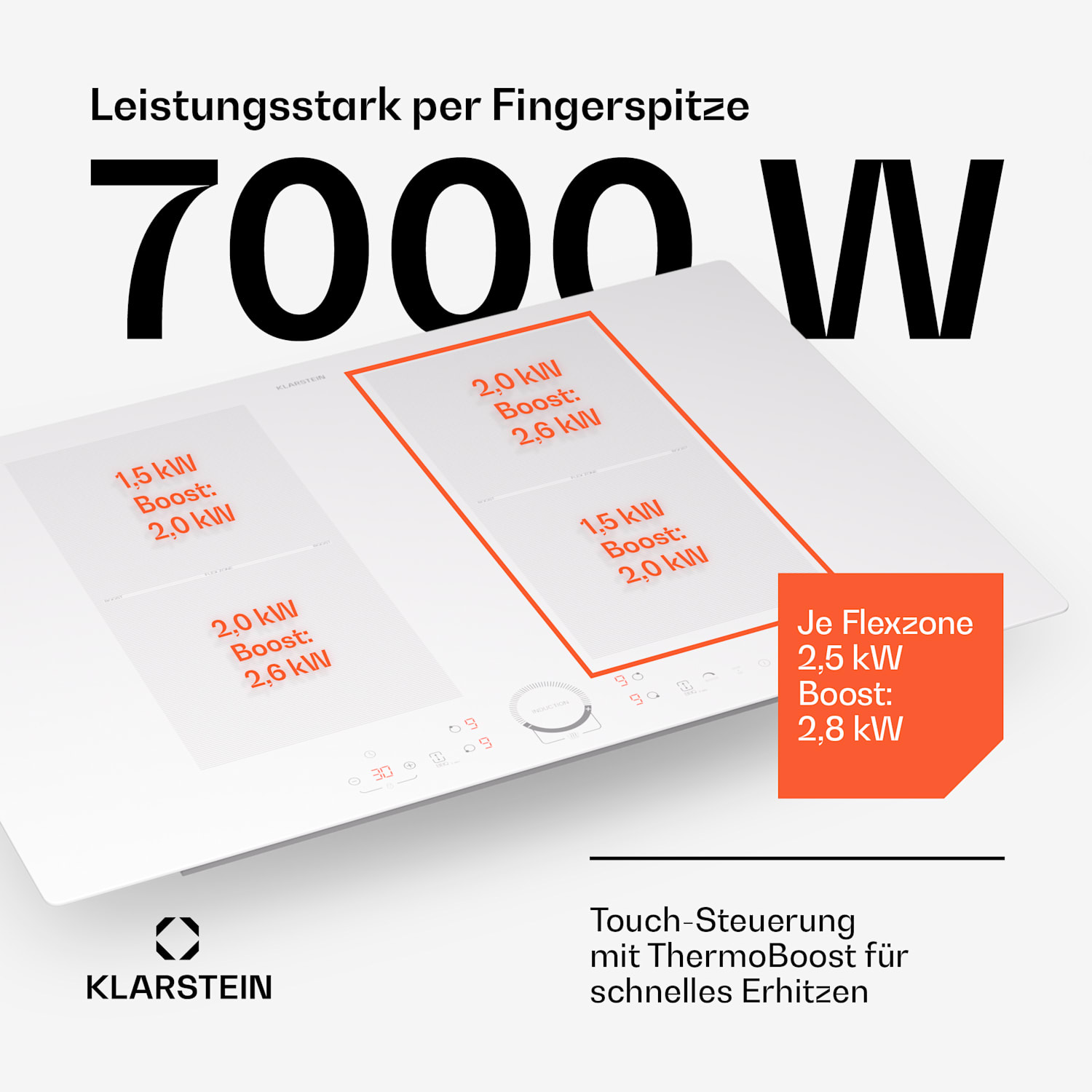 Delicatessa 77 Flex - Piano cottura a induzione da incasso, 4 zone, 7000 W, vetroceramica Flex | 77 cm | Bianco