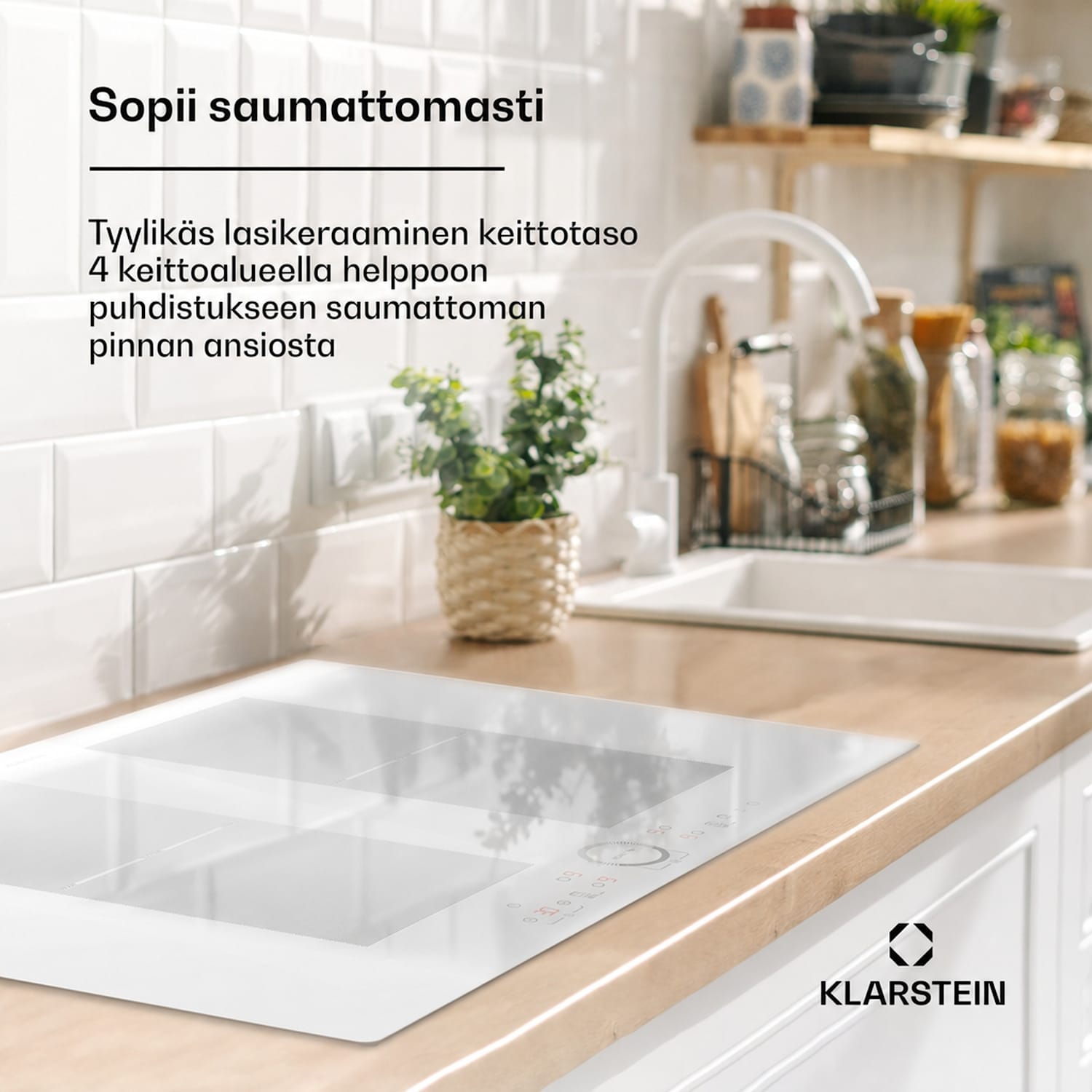Delicatessa 77 Flex integroitava liesitaso induktio 4 aluetta 7000 W lasikeramiikka 77 cm | 2 Joustoaluetta | Valkoinen