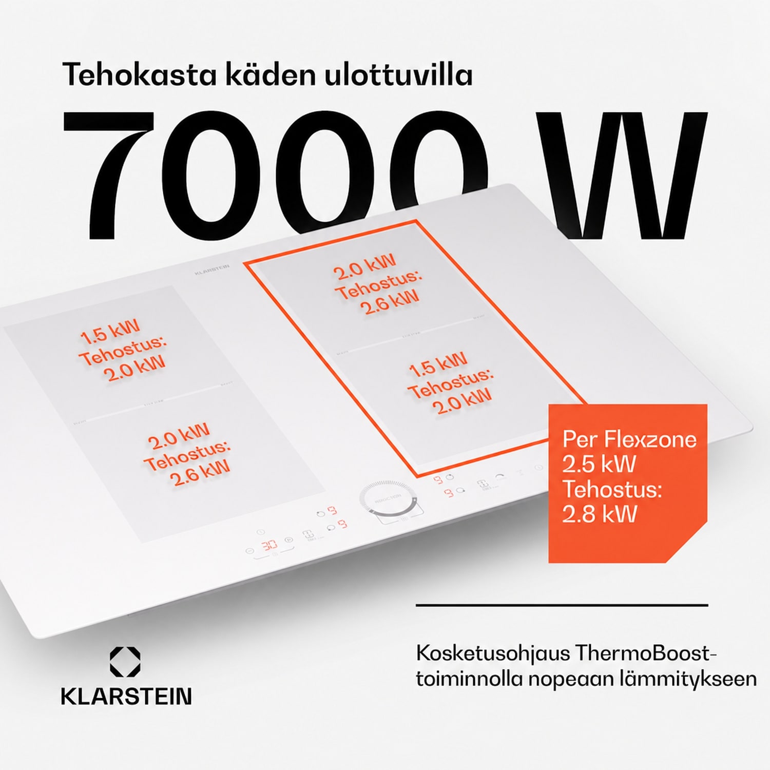 Delicatessa 77 Flex integroitava liesitaso induktio 4 aluetta 7000 W lasikeramiikka 77 cm | 2 Joustoaluetta | Valkoinen