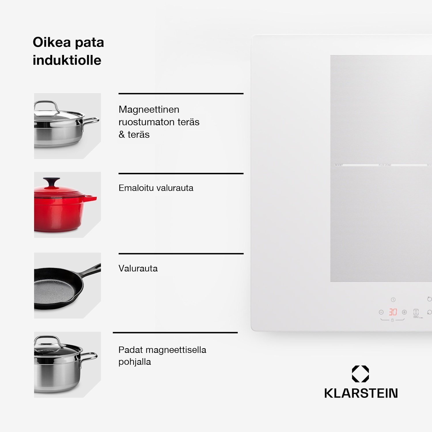 Delicatessa 77 Flex integroitava liesitaso induktio 4 aluetta 7000 W lasikeramiikka 77 cm | 2 Joustoaluetta | Valkoinen