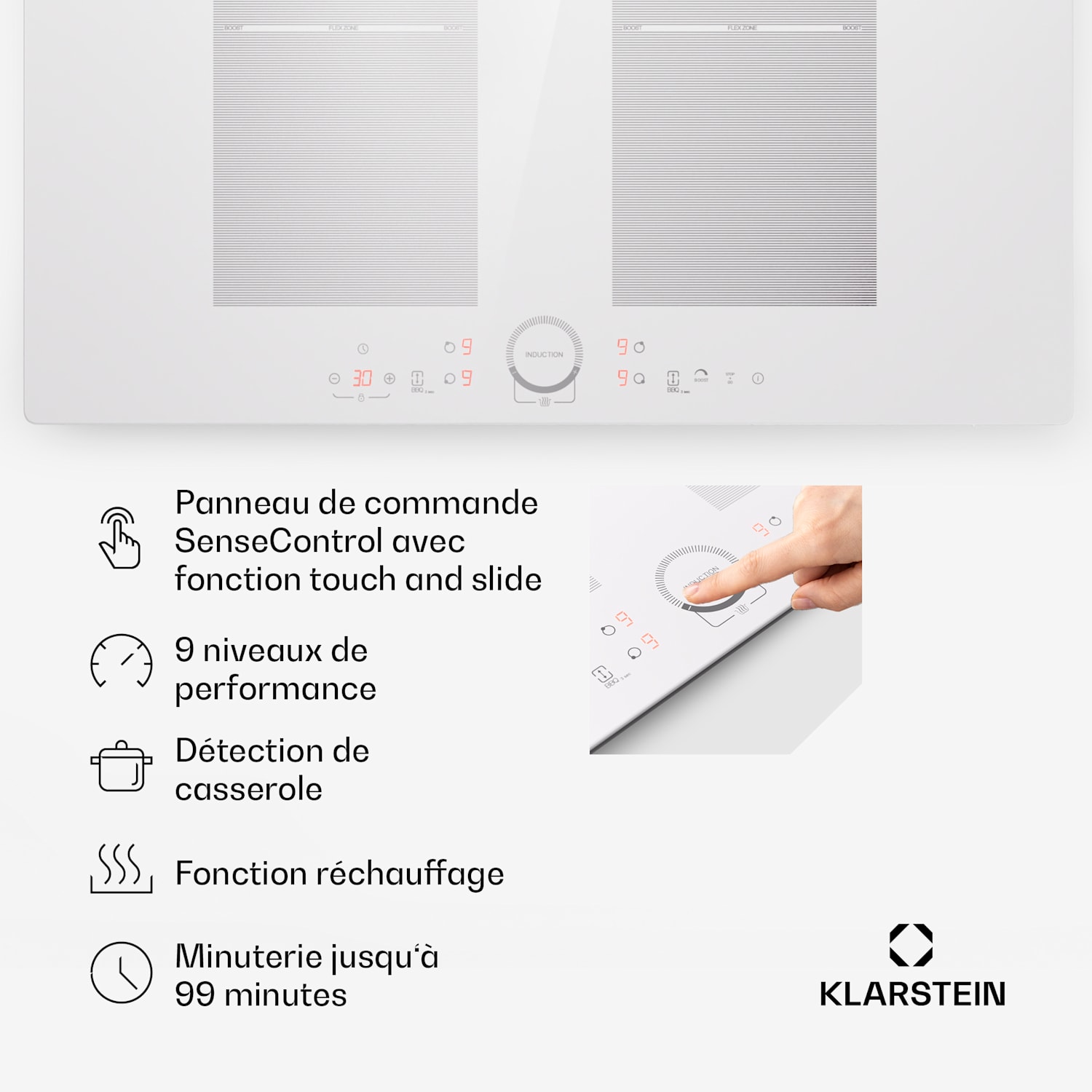 Delicatessa 77 Flex inbouwkookplaat inductie 4 zones 7000 W glaskeramiek Flex | 77 cm | Wit