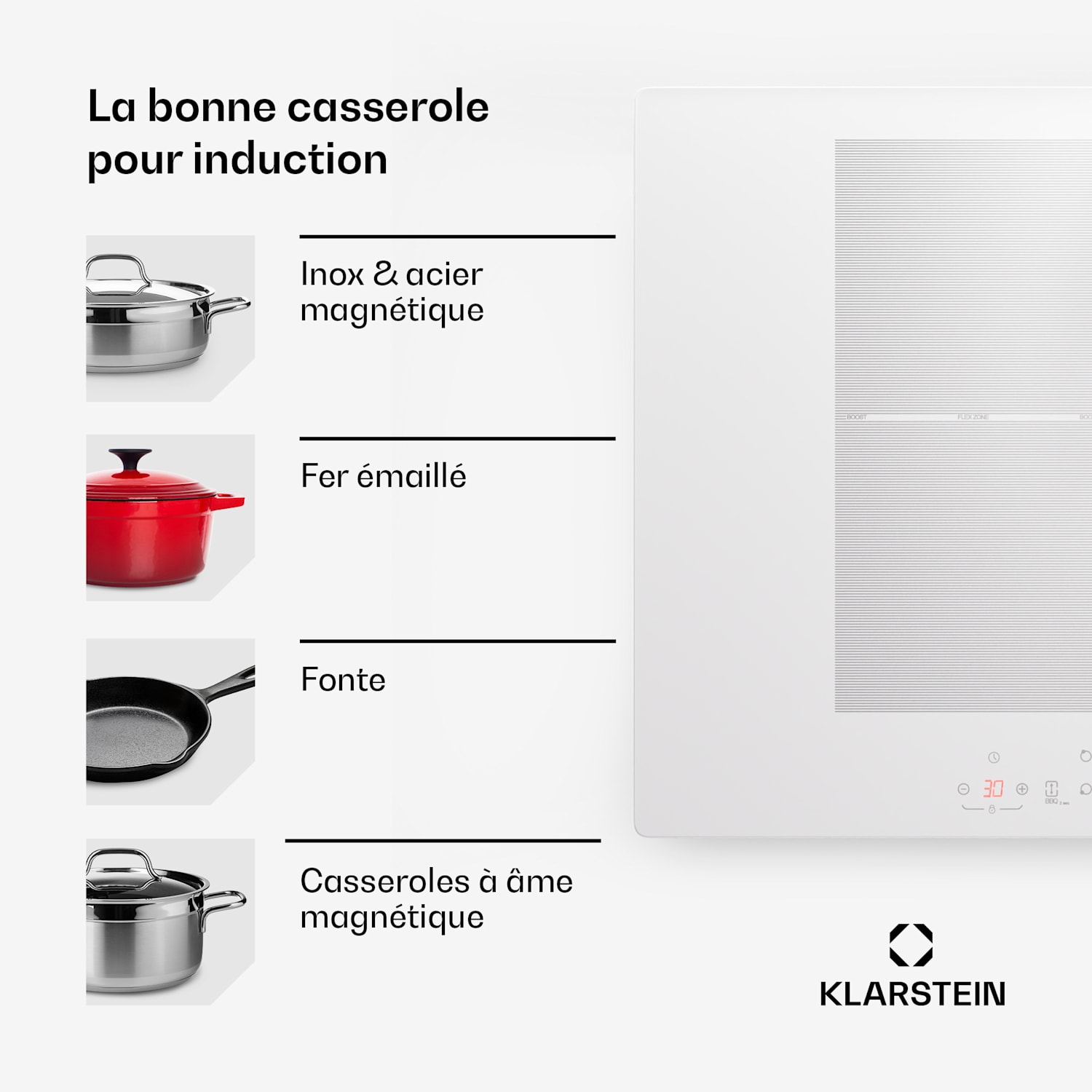 Delicatessa 77 Flex inbouwkookplaat inductie 4 zones 7000 W glaskeramiek Flex | 77 cm | Wit