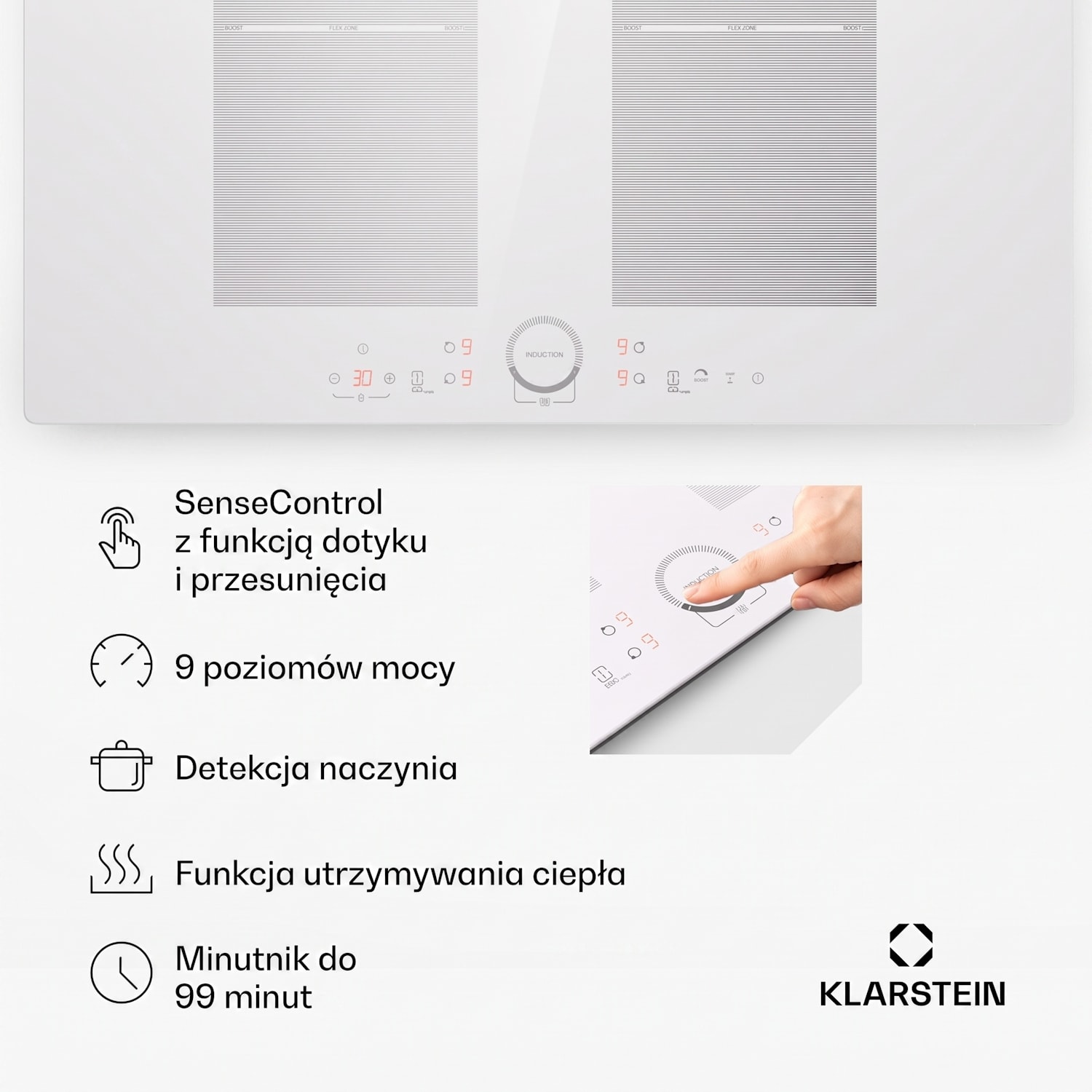 Delicatessa 77 Flex płyta indukcyjna do zabudowy, 4 pola grzewcze, 7000 W Flex | 77 cm | Biały