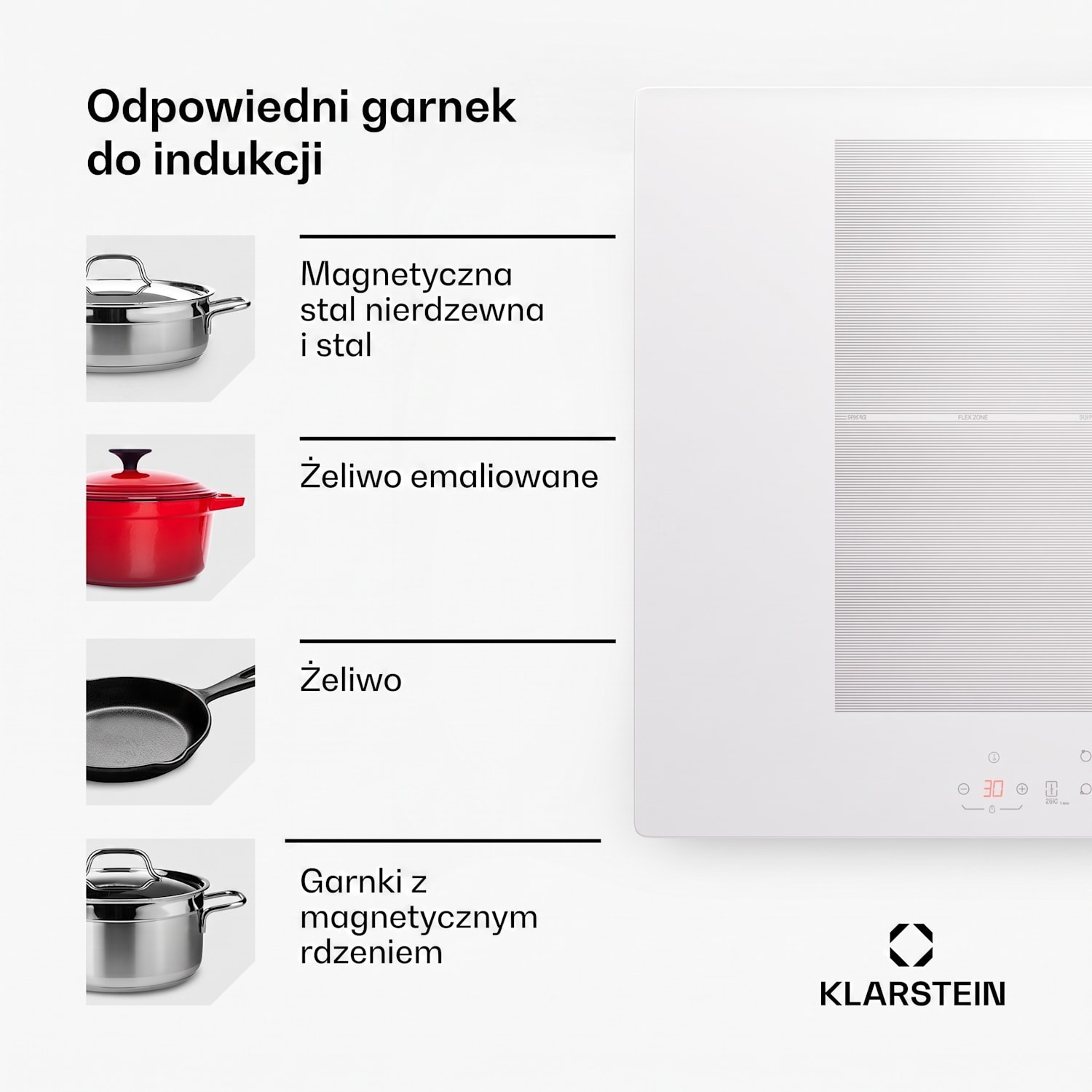 Delicatessa 77 Flex płyta indukcyjna do zabudowy, 4 pola grzewcze, 7000 W Flex | 77 cm | Biały