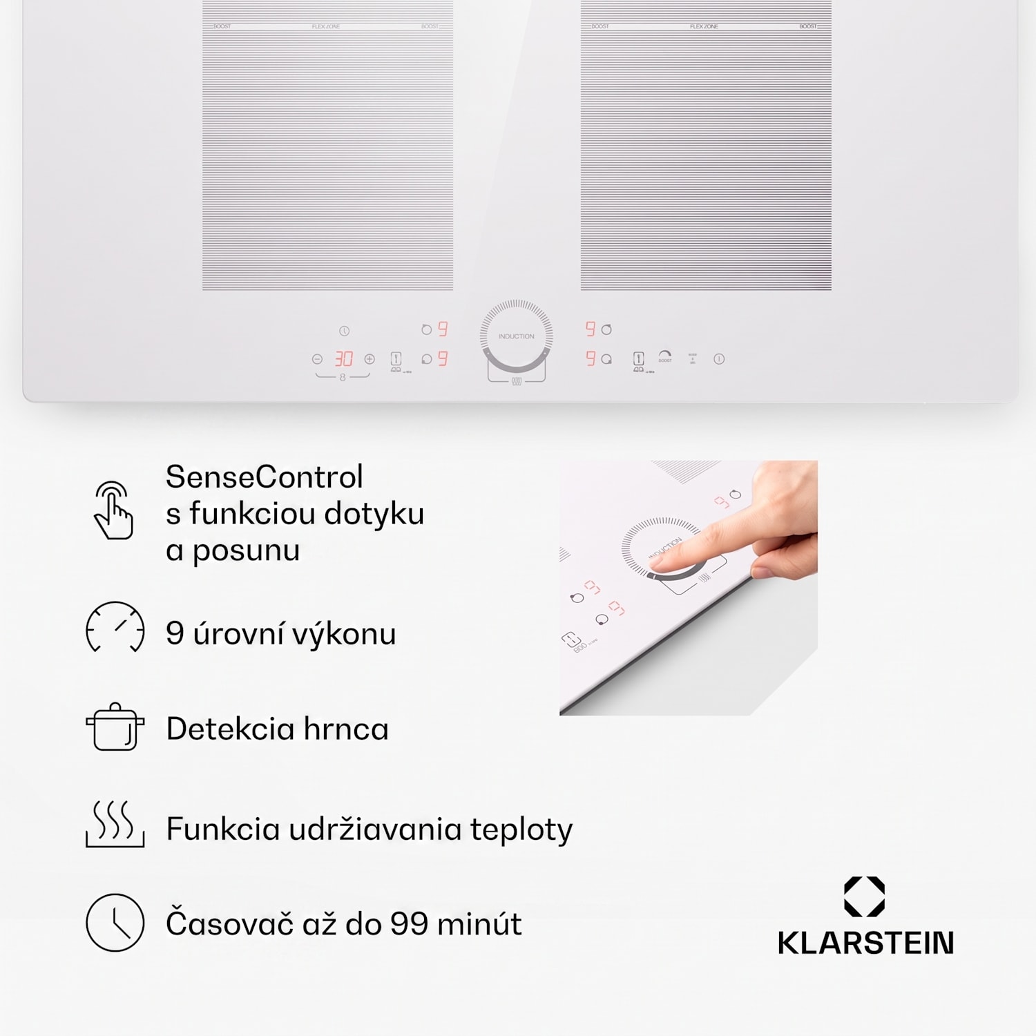 Delicatessa 77 Flex vstavaná indukčná varná doska 4 zóny 7000 W  Flex | 77 cm | Biela