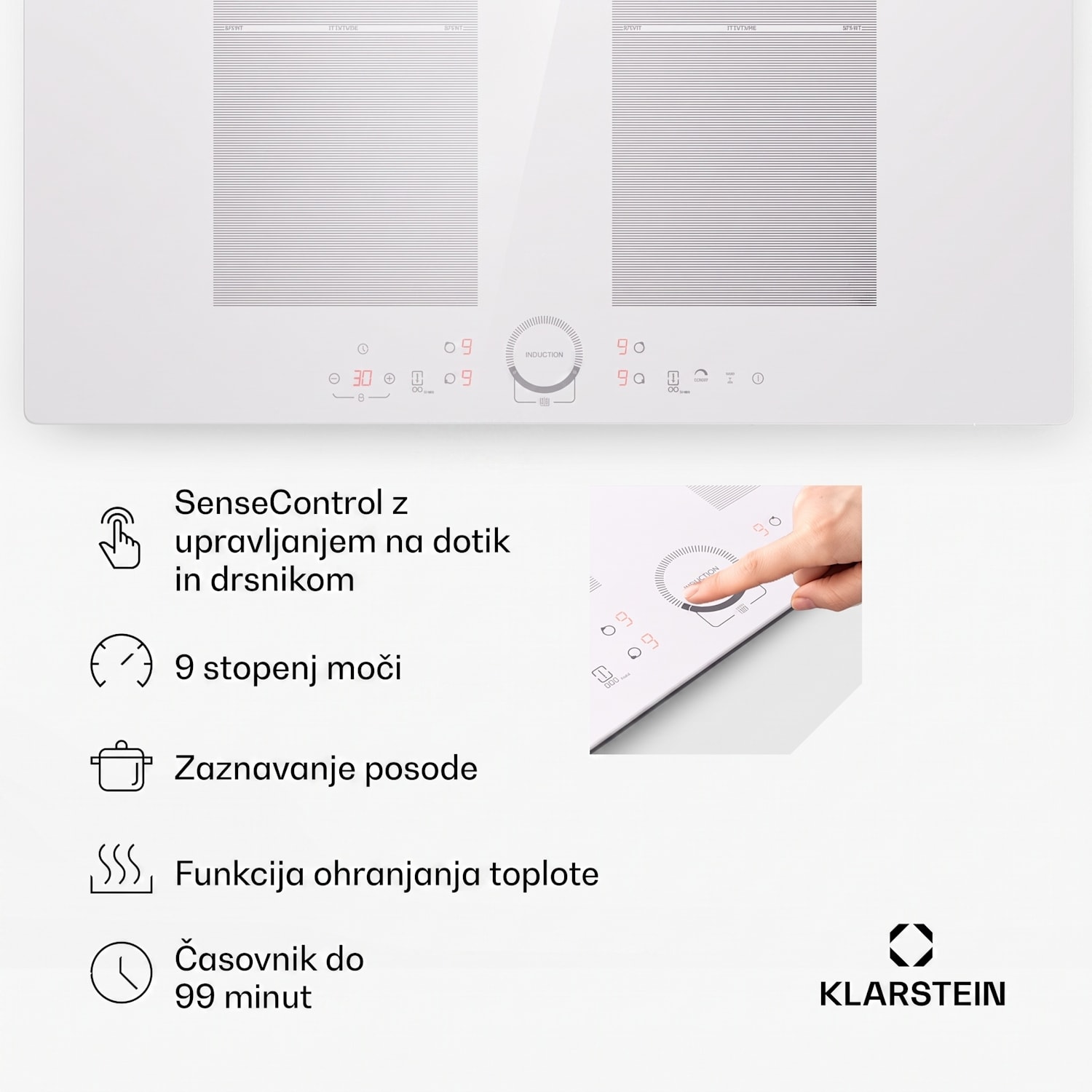 Delicatessa 77 Flex, vgradna indukcijska plošča, 4 cone, 7000 W Flex | 77 cm | Bela