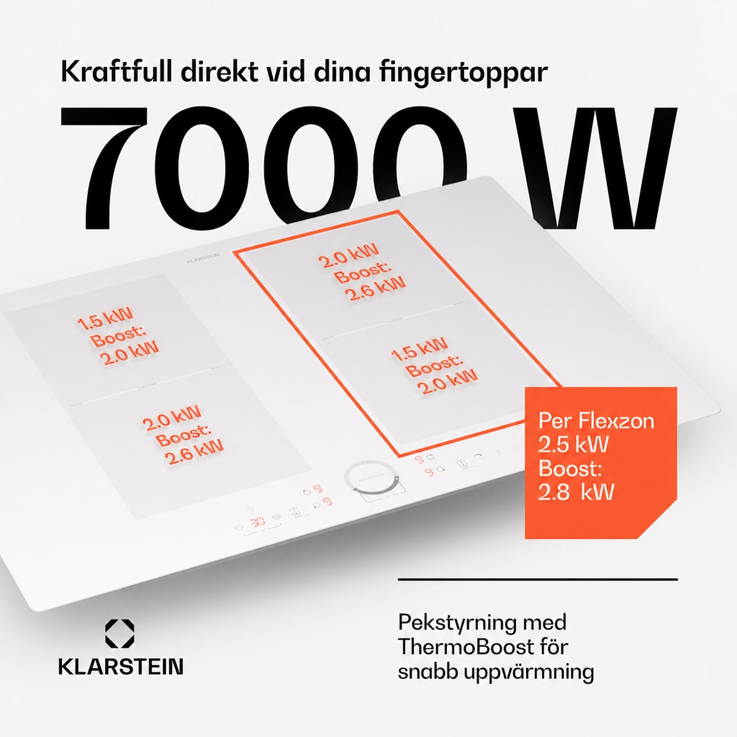 Delicatessa 77 Flex induktionshäll för inbyggnad 4 zoner 7000 W glaskeramik 77 cm | 2 Flexzon | Vit