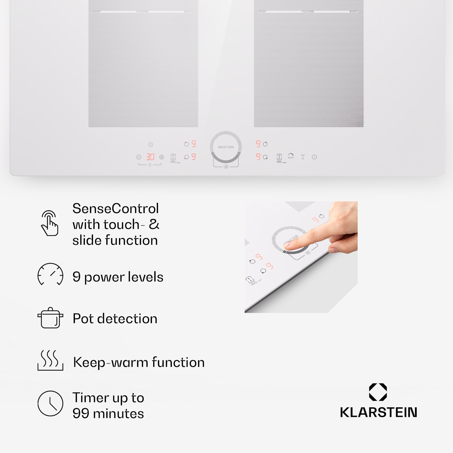 Delicatessa 77 Flex, vgradna indukcijska plošča, 4 cone, 7000 W Flex | 77 cm | Bela