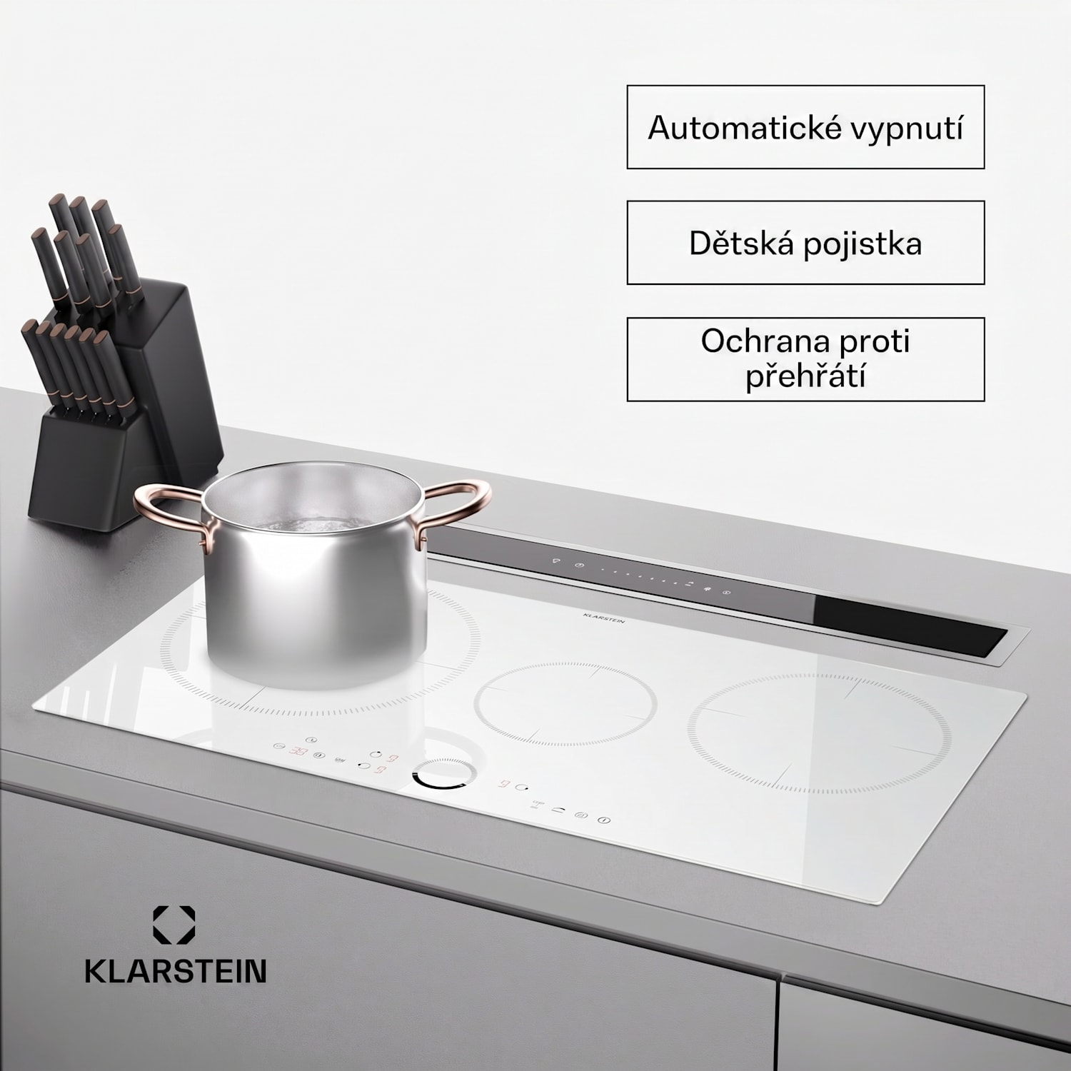 Delicatessa 80, vestavná indukční varná deska, 3 zóny, 6000 W, Paella zóna, sklokeramika Standard | 80 cm | Bílá