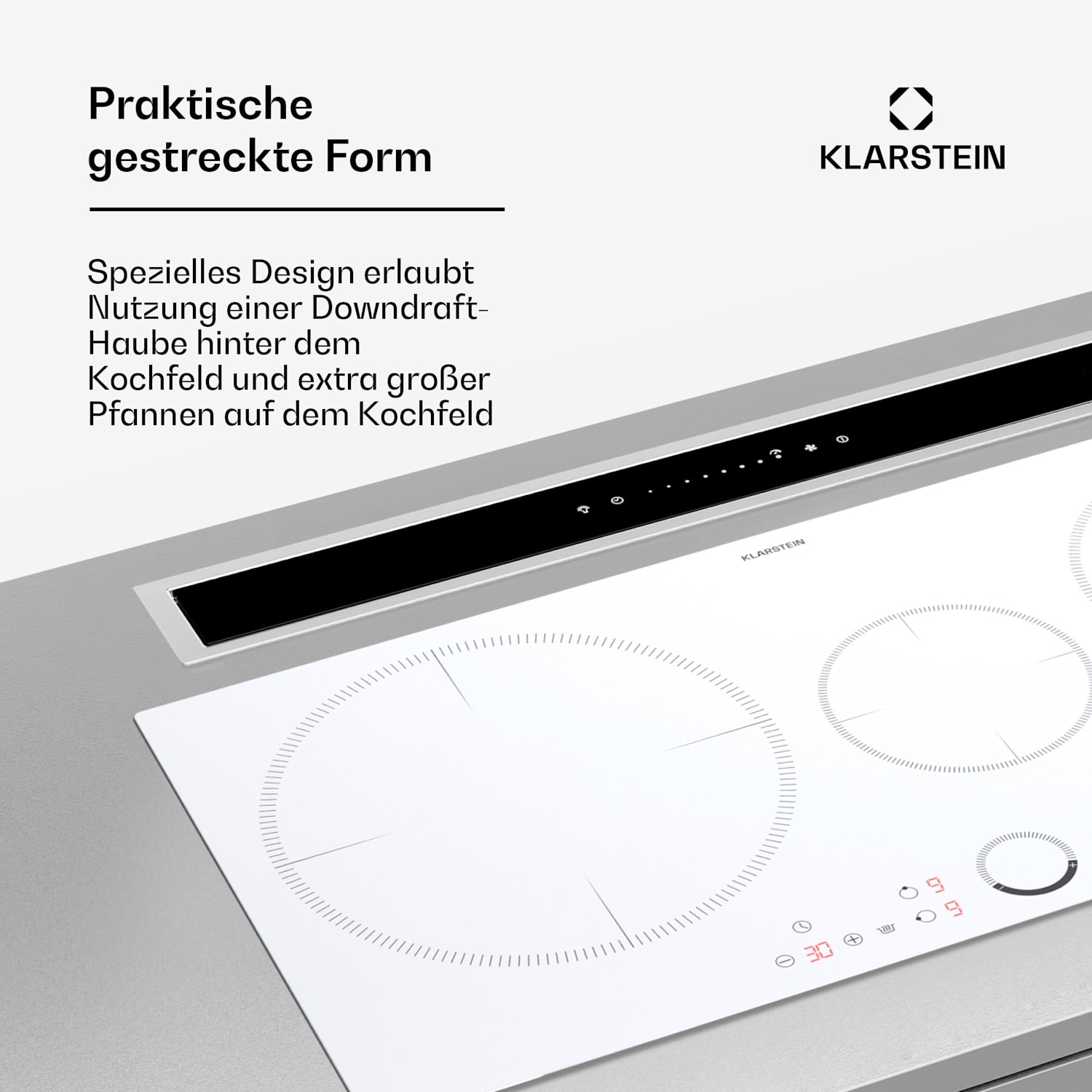 Delicatessa 80 - Piano cottura a induzione da incasso, 3 zone, 6000 W, zona XL, vetroceramica Standard | 80 cm | Bianco