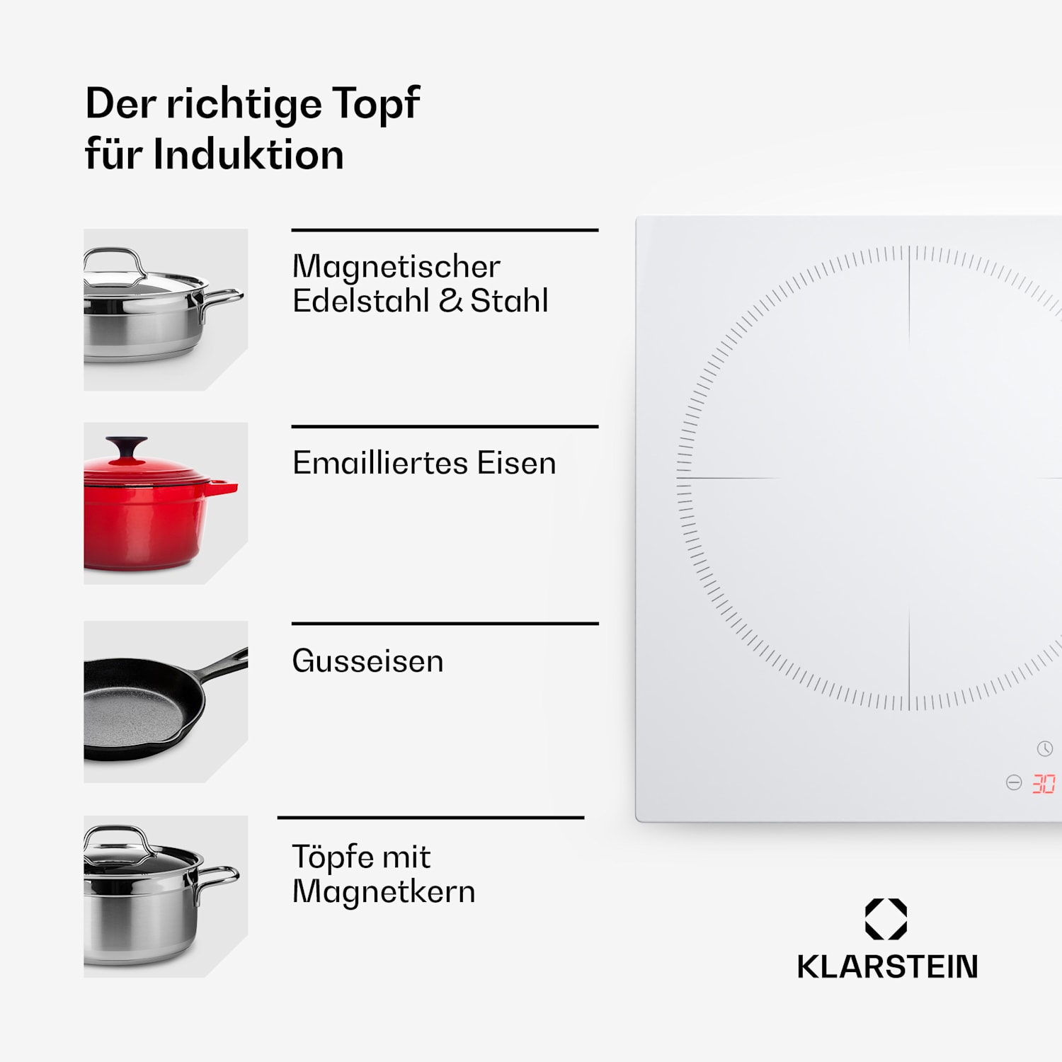 Delicatessa 80 - Piano cottura a induzione da incasso, 3 zone, 6000 W, zona XL, vetroceramica Standard | 80 cm | Bianco