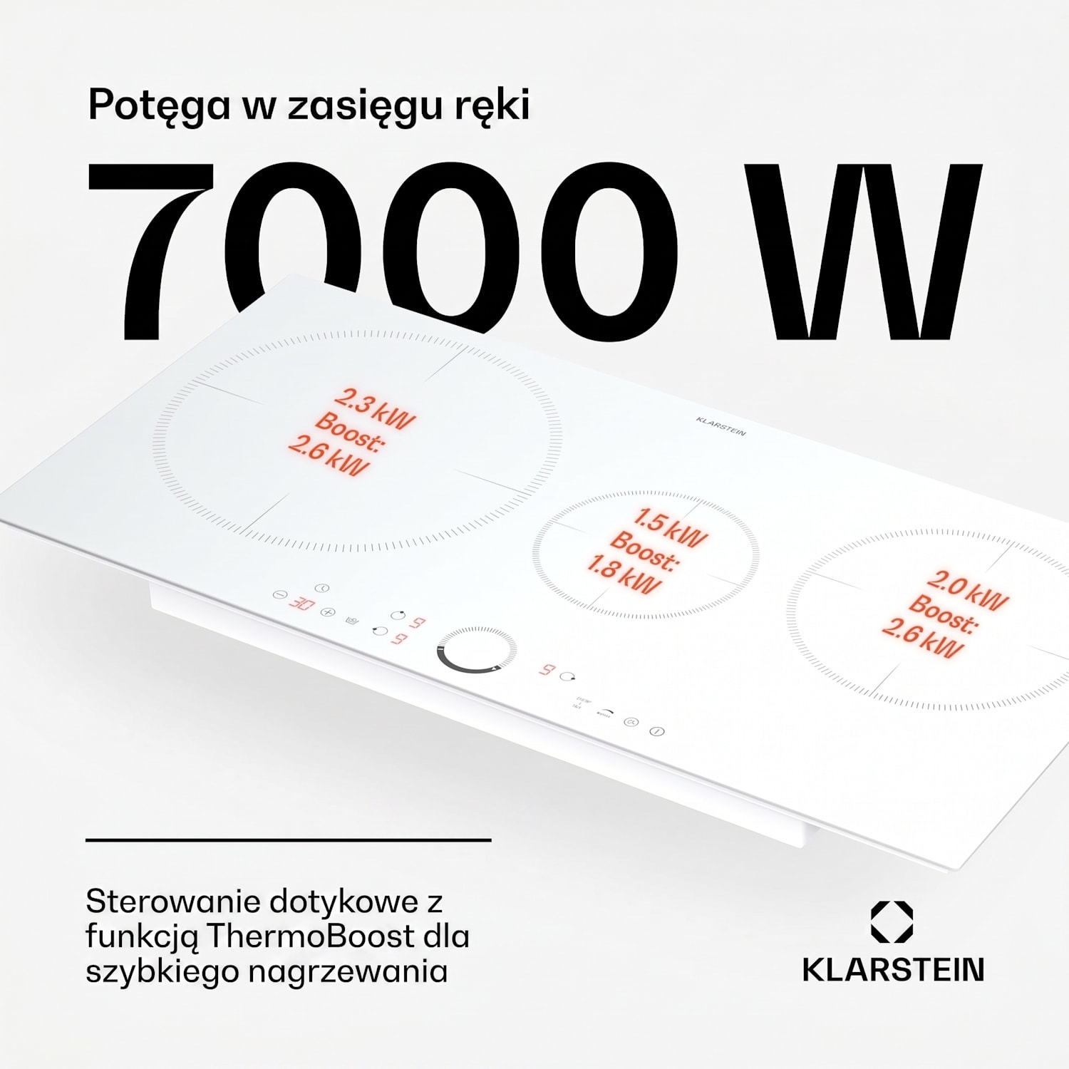 Delicatessa 80 Hybrid, płyta indukcyjna, 3 strefy, 6000 W, strefa paella, ceramika szklana Standard | 80 cm | Biały