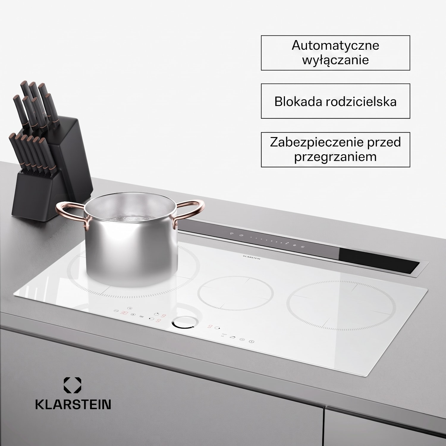 Delicatessa 80 Hybrid, płyta indukcyjna, 3 strefy, 6000 W, strefa paella, ceramika szklana Standard | 80 cm | Biały