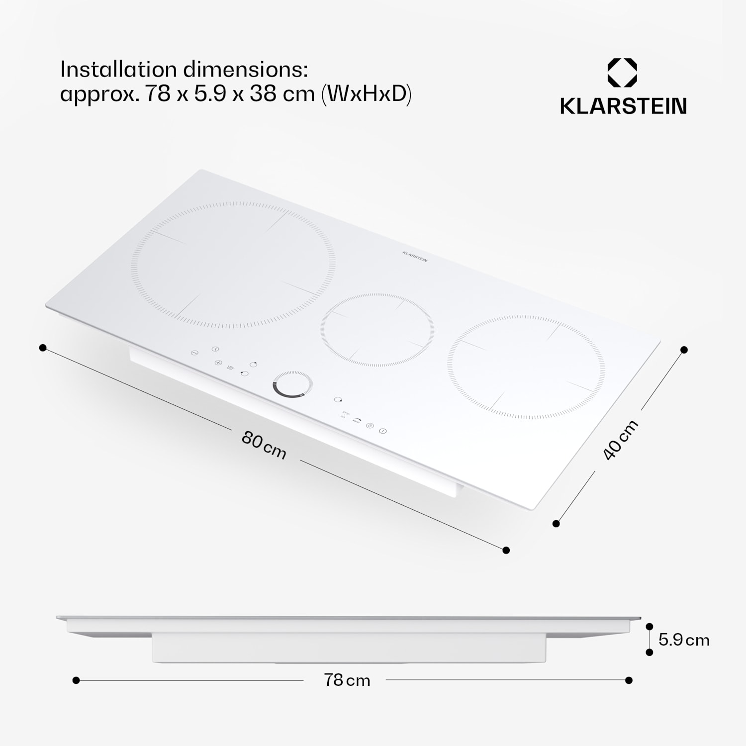 Delicatessa 80, ugradbena indukcijska ploča, 3 zone, 6000 W, Paella zona, staklokeramika 