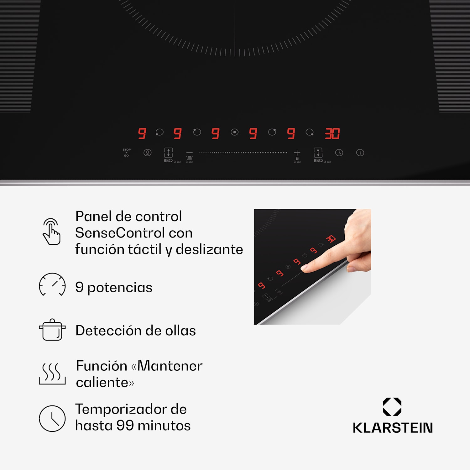 Delicatessa 90 Hybrid Prime Placa de inducción encastrable 5 zonas 7200 W autónomo Hybrid | 90 cm | Negro