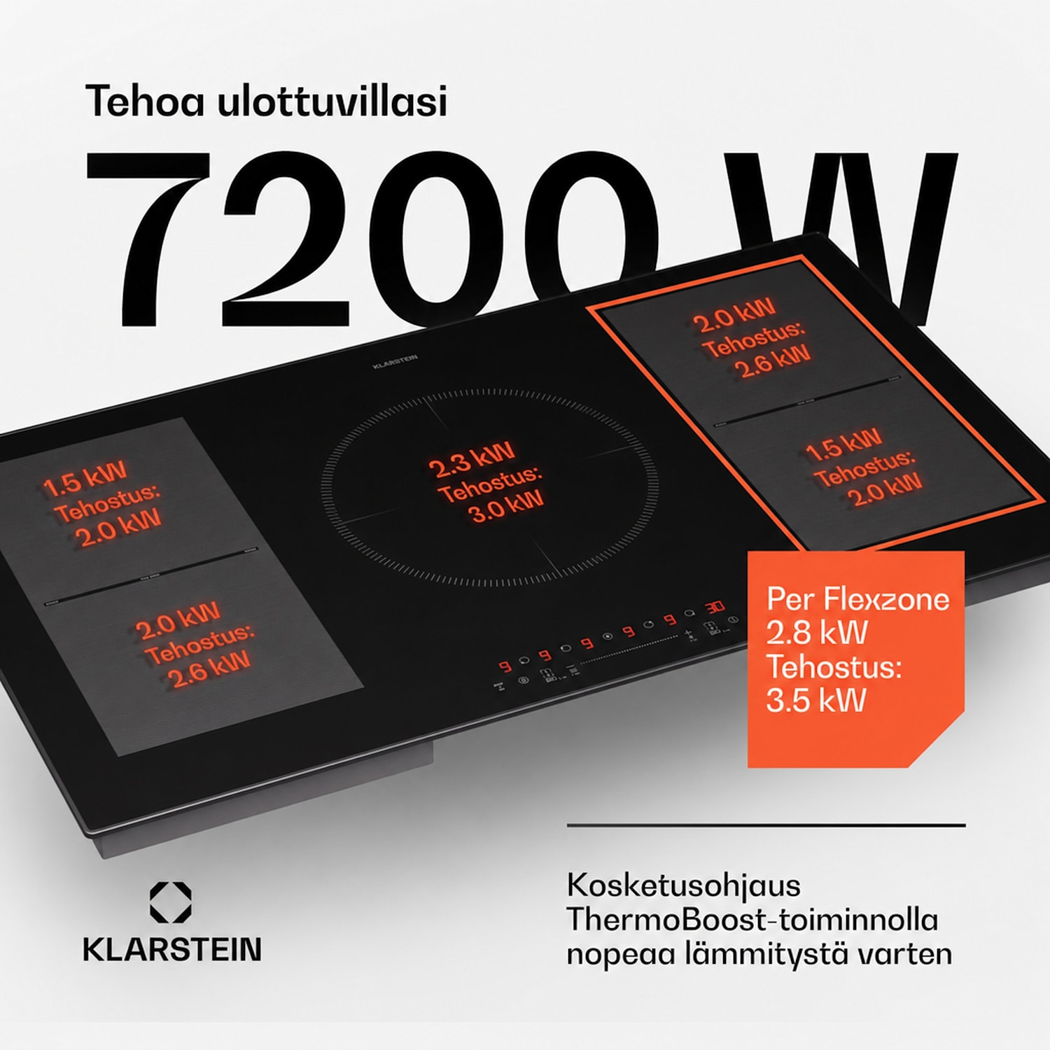 Delicatessa 90 Hybrid Prime integroitava liesi induktio 5 aluetta 7200 W omavarainen 90 cm | 2 Joustoaluetta | Musta