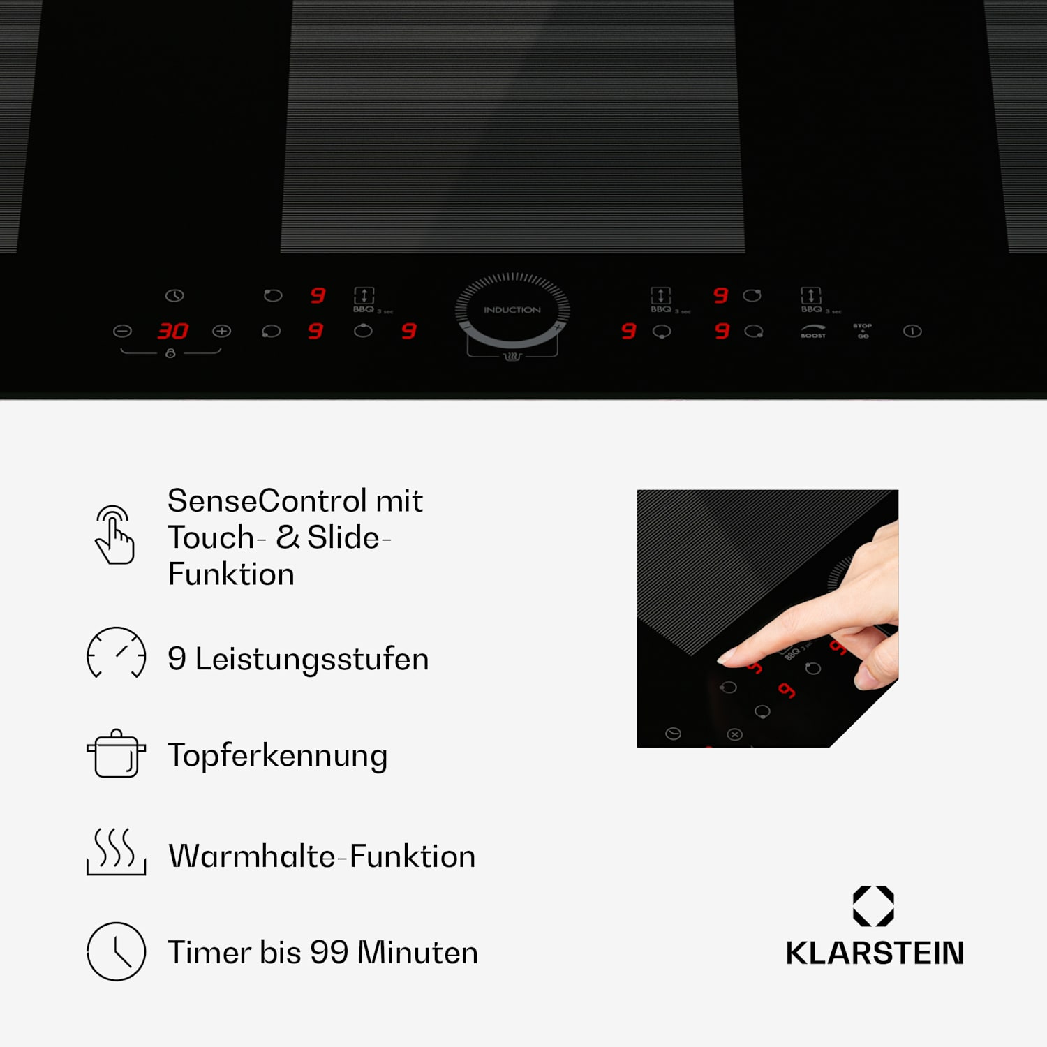 Delicatessa 90 Full Flex - Piano cottura a induzione da incasso, 6 zone, 10500 W, autonomo Full Flex | 90 cm | Nero