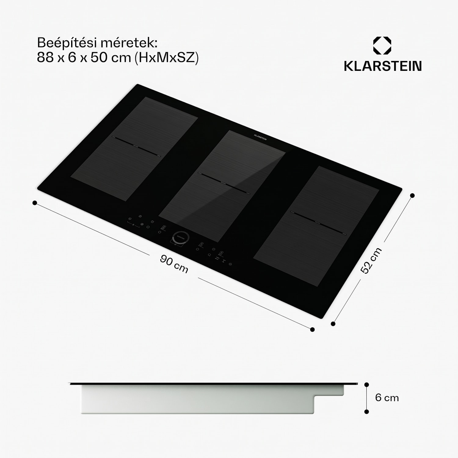 Delicatessa 90 Full Flex beépített indukciós főzőlap 6 zóna 10 500 W önellátó Full Flex | 90 cm | Fekete
