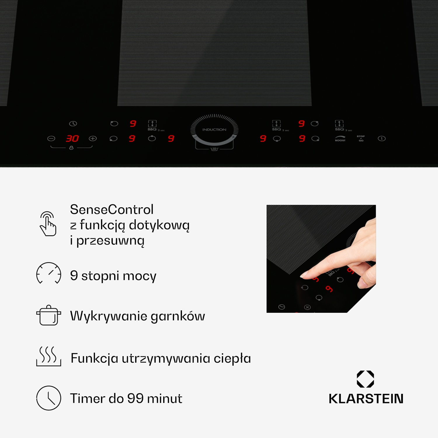 Delicatessa 90 Full Flex płyta indukcyjna do zabudowy, 6 pól grzewczych, 10500 W, samowystarczalna Full Flex | 90 cm | Czarny