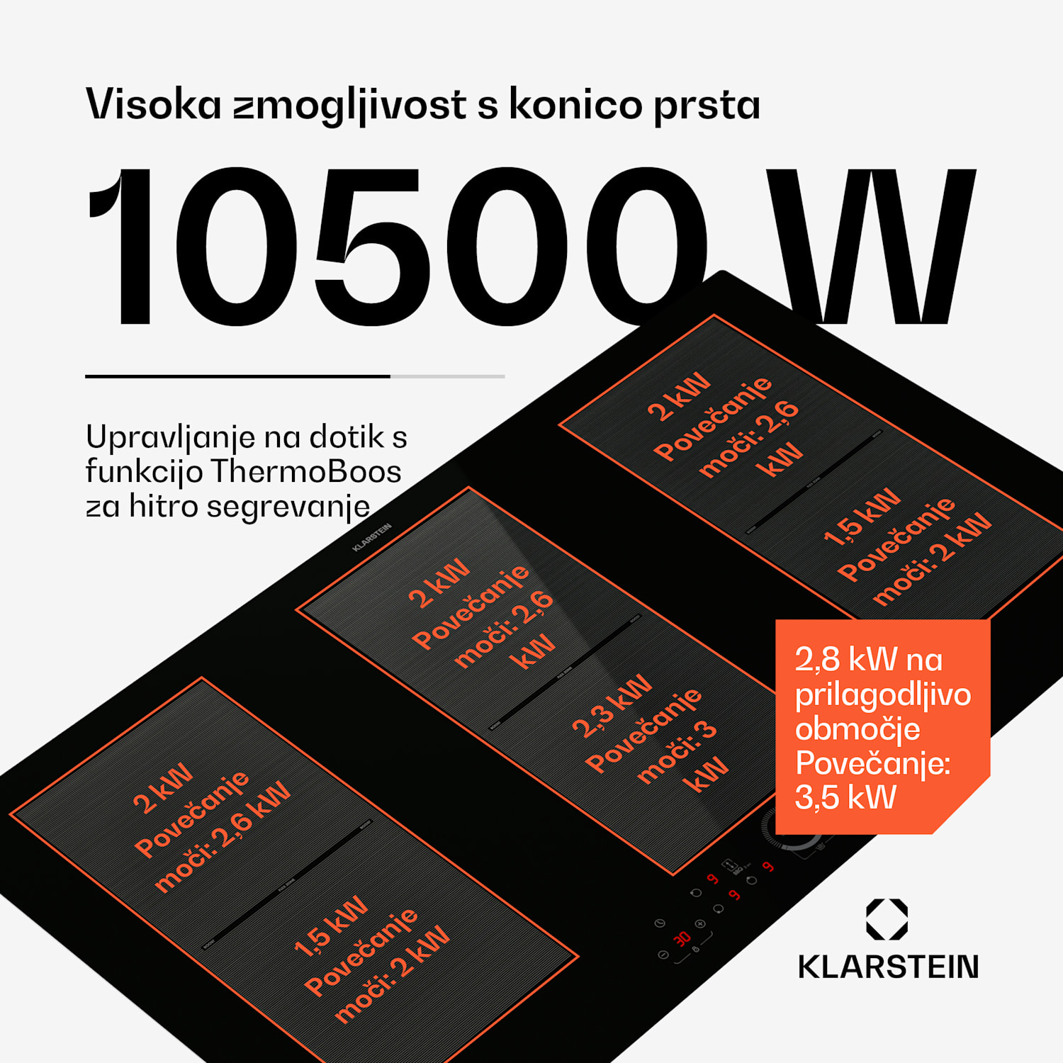 Delicatessa 90 Full Flex, vgradna indukcijska kuhalna plošča, 6 con, 10.500 W, samostojna Full Flex | 90 cm | Črna