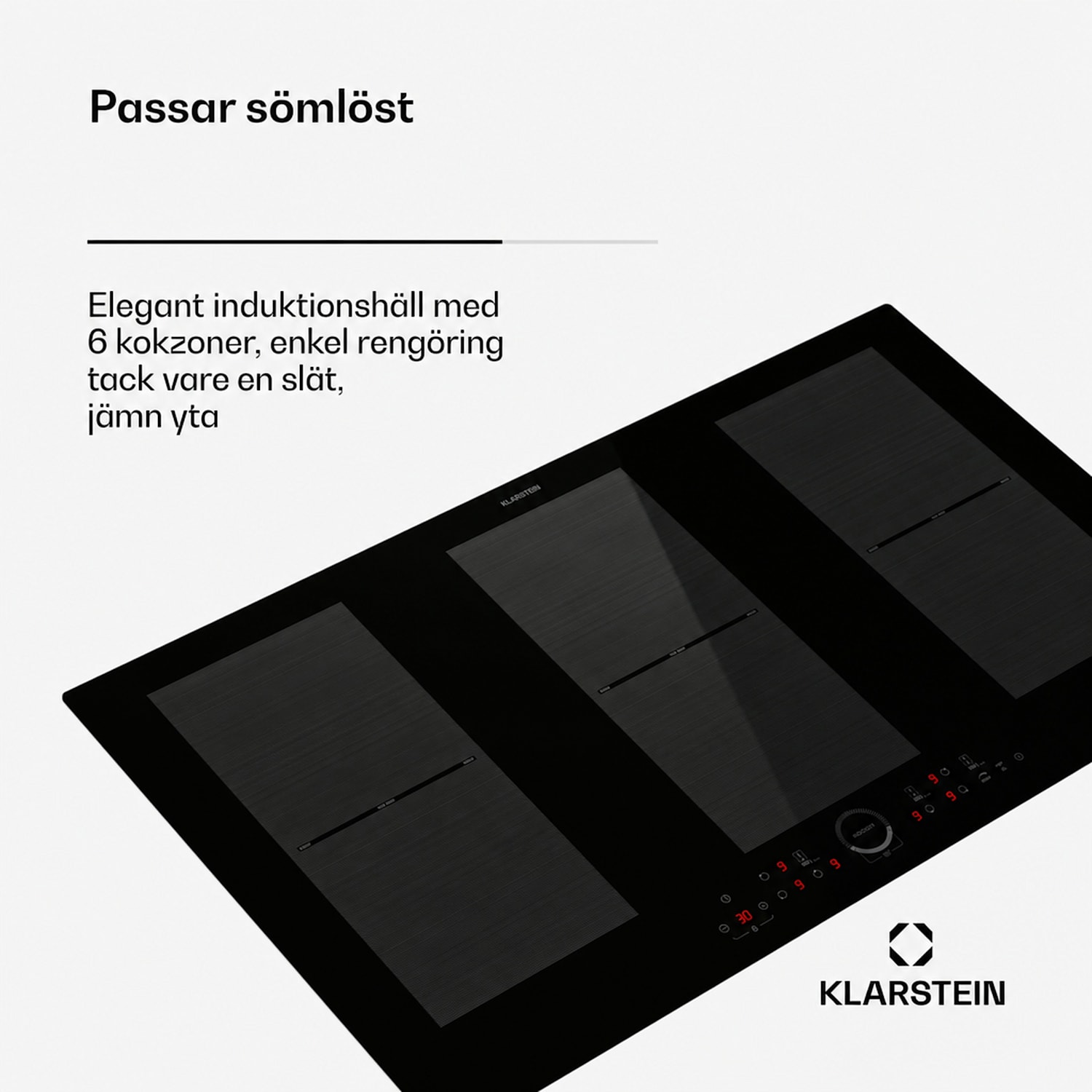 Delicatessa 90 Full Flex induktionshäll för inbyggnad 6 zoner 10500W autark 90 cm | 3 Flexzon | Svart