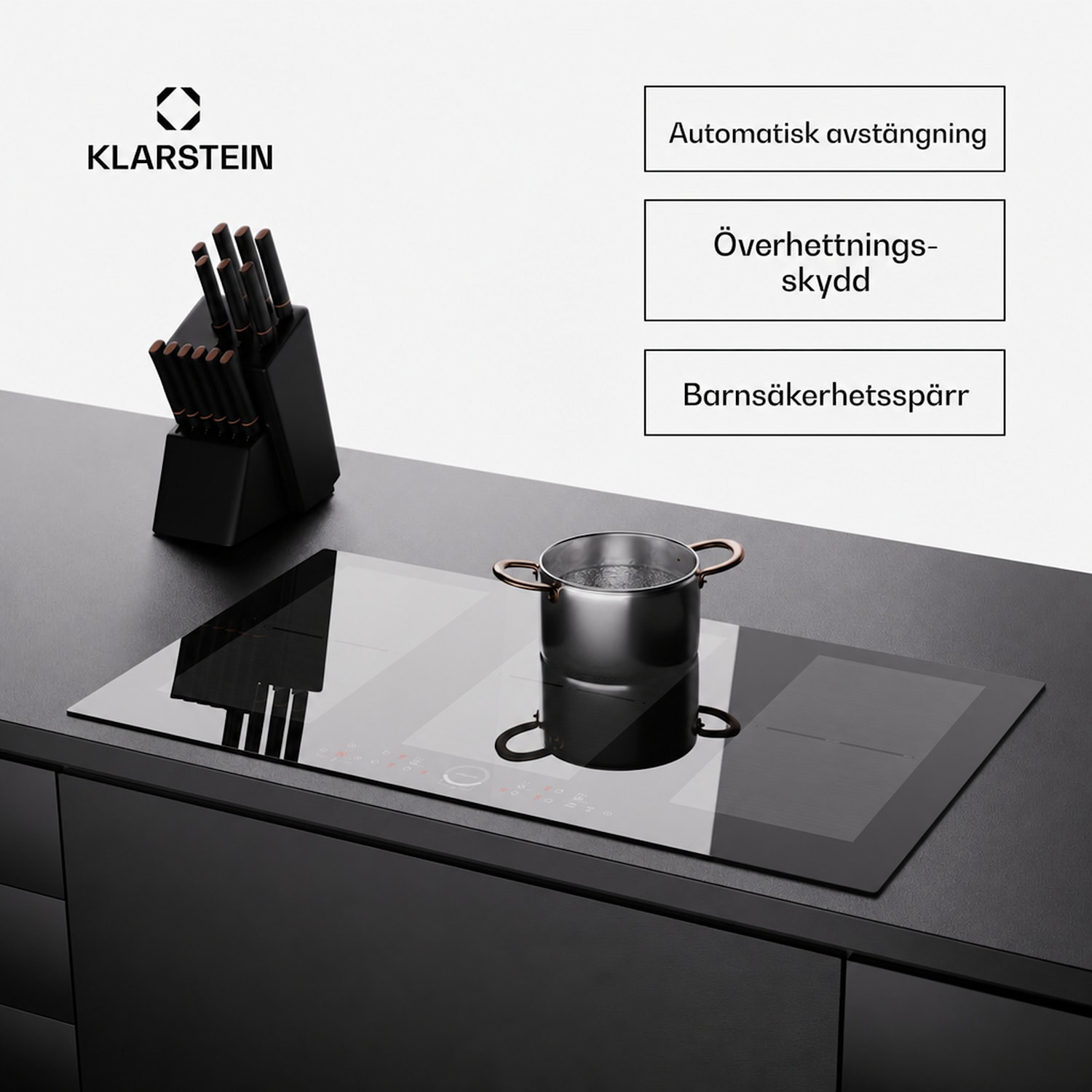 Delicatessa 90 Full Flex induktionshäll för inbyggnad 6 zoner 10500W autark 90 cm | 3 Flexzon | Svart