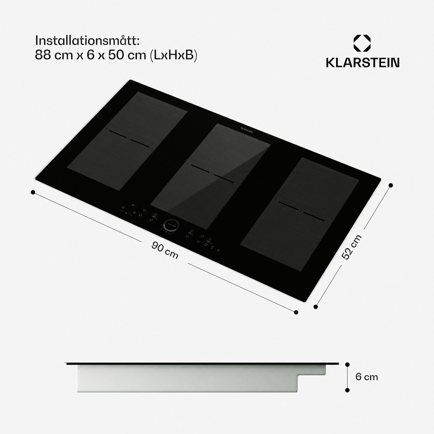 Delicatessa 90 Full Flex induktionshäll för inbyggnad 6 zoner 10500W autark 90 cm | 3 Flexzon | Svart