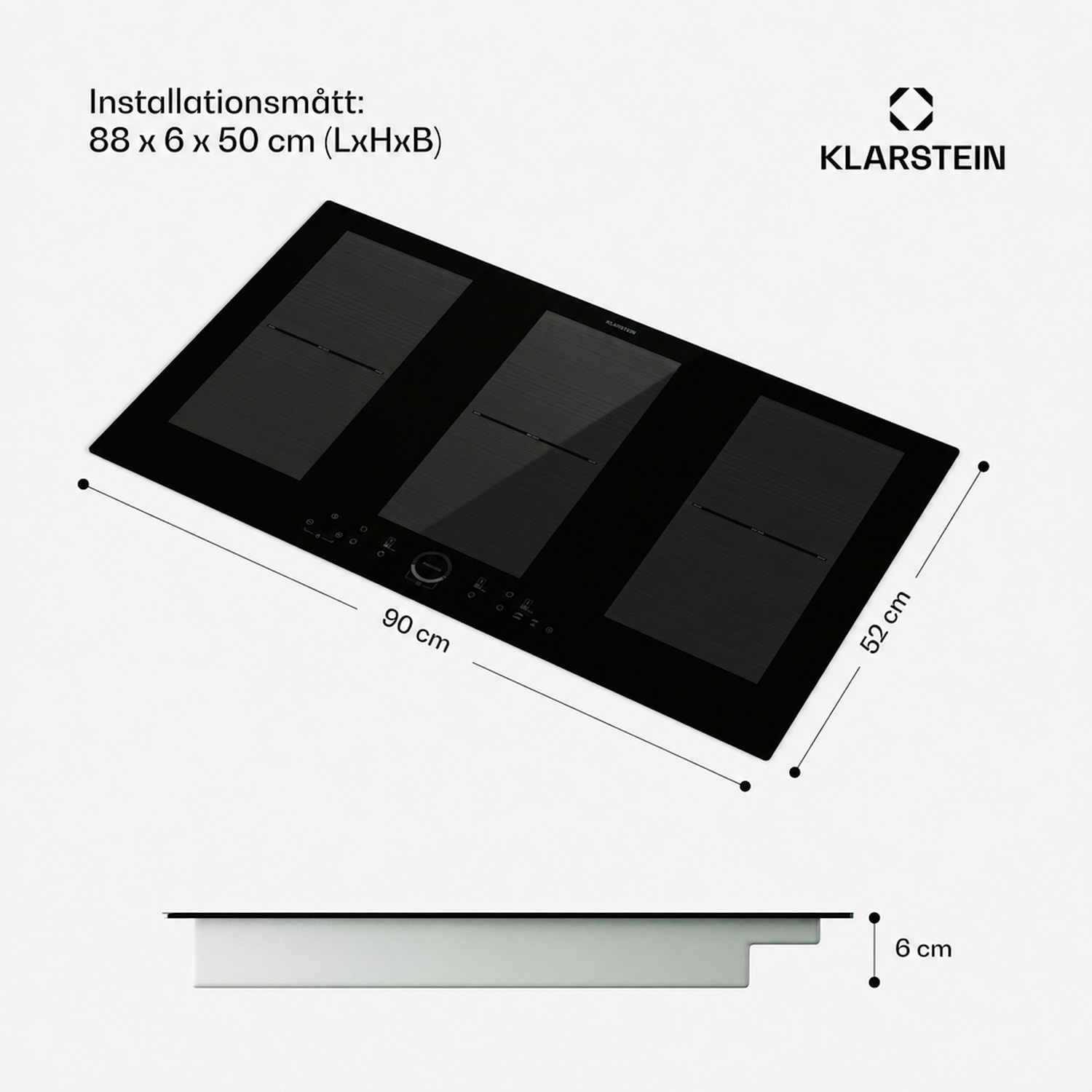 Delicatessa 90 Full Flex induktionshäll för inbyggnad 6 zoner 10500W autark 90 cm | 3 Flexzon | Svart