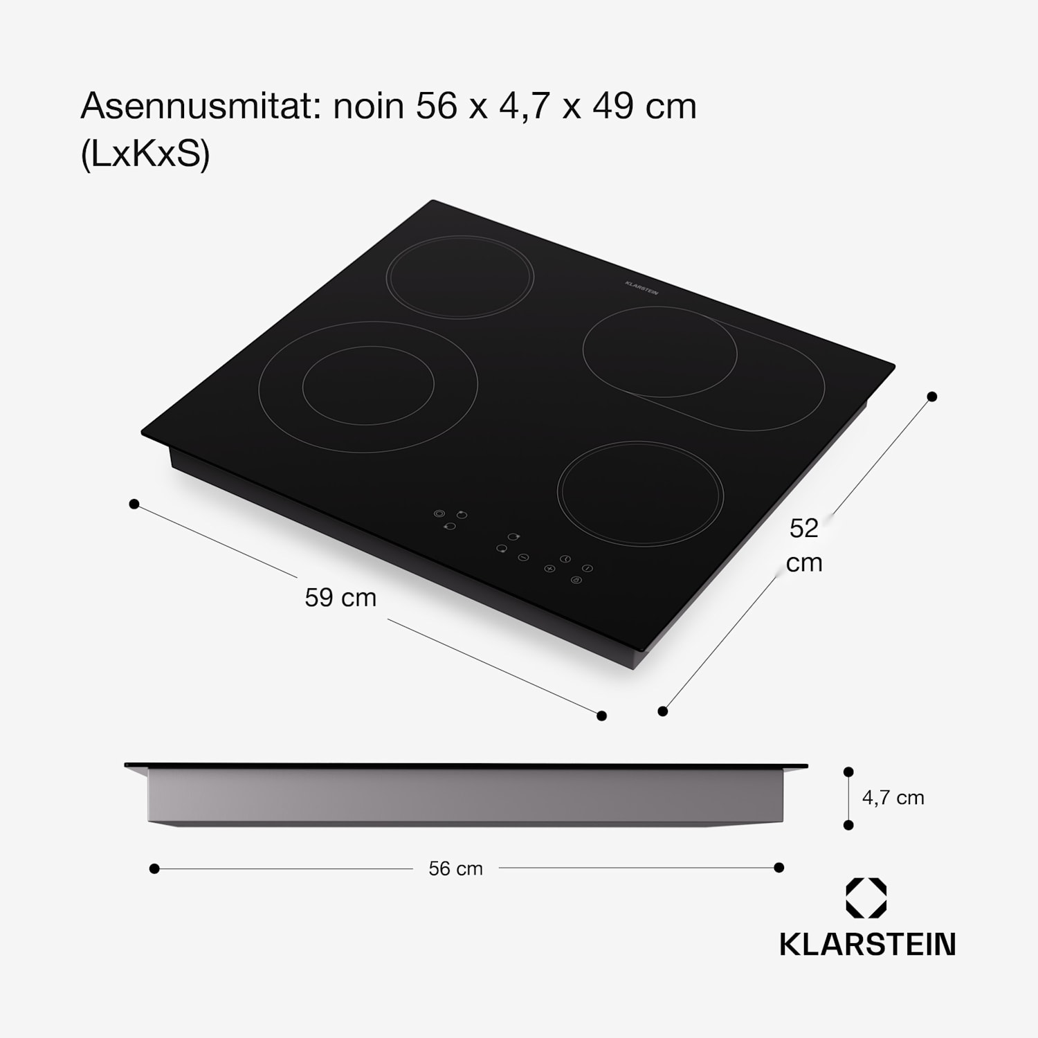 Virtuosa 4 liesitaso 60 cm 6600 W kaksoiskeittoalue Plus-alue ajastin lasikeramiikka 60 cm | Soikea/Kolminkertainen | Kehyksetön