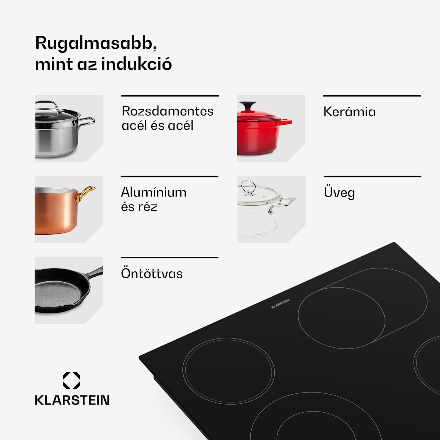 Virtuosa 4, főzőlap, 60 cm, 6500 W, kétzónás, Pluszone, időzítő, üvegkerámia 